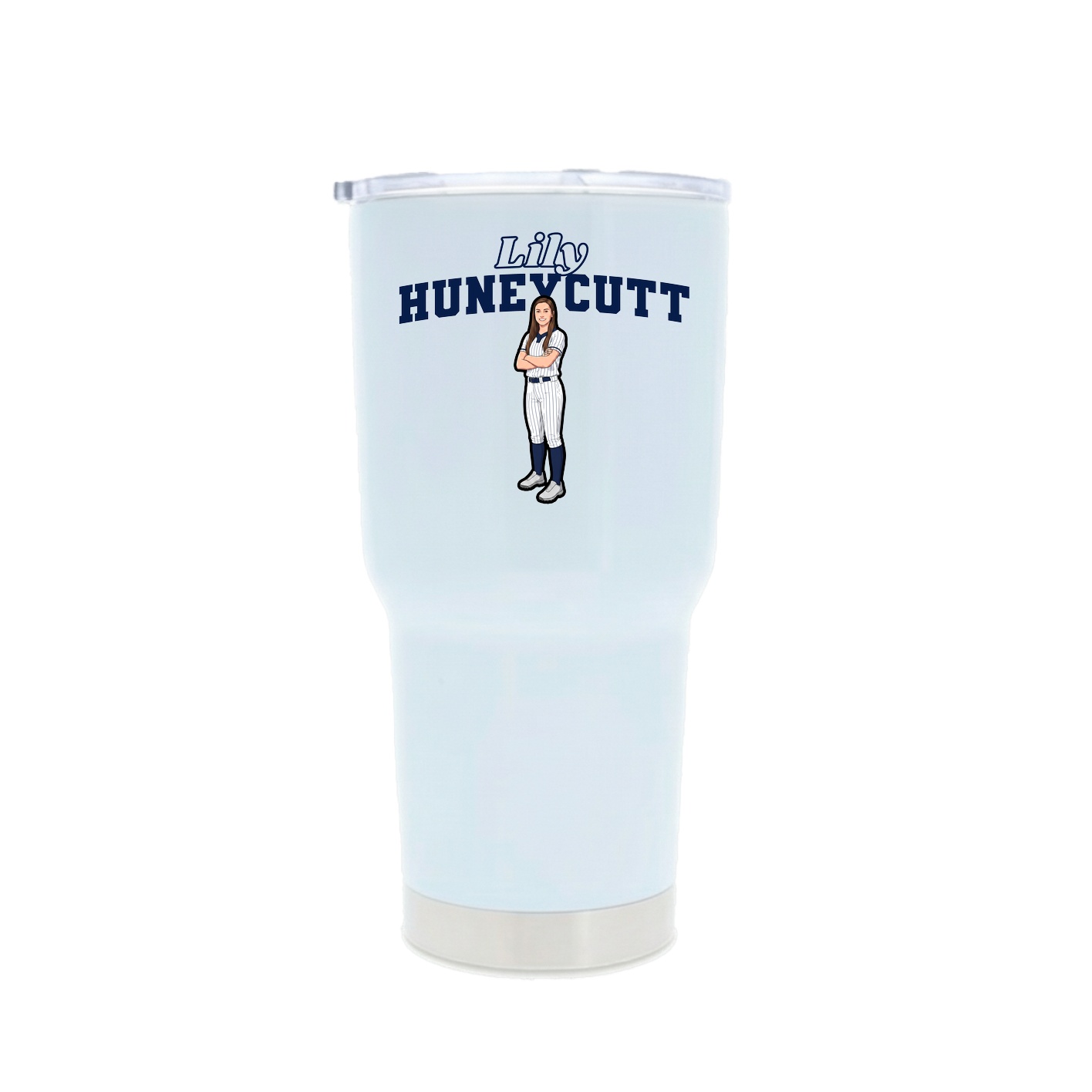 30oz Stainless Steel Tumbler — Name Arch in White