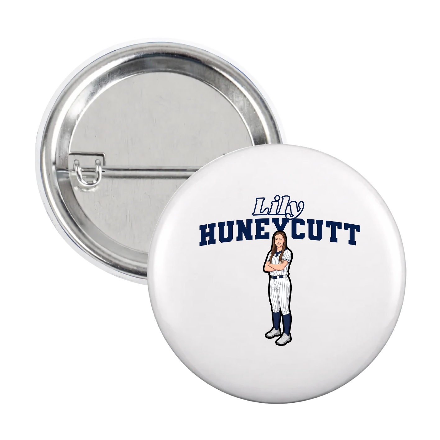 Game Day Button — Name Arch in White