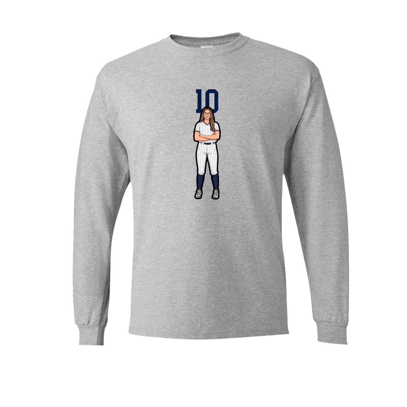 Long Sleeve Tee — Number Top in Grey