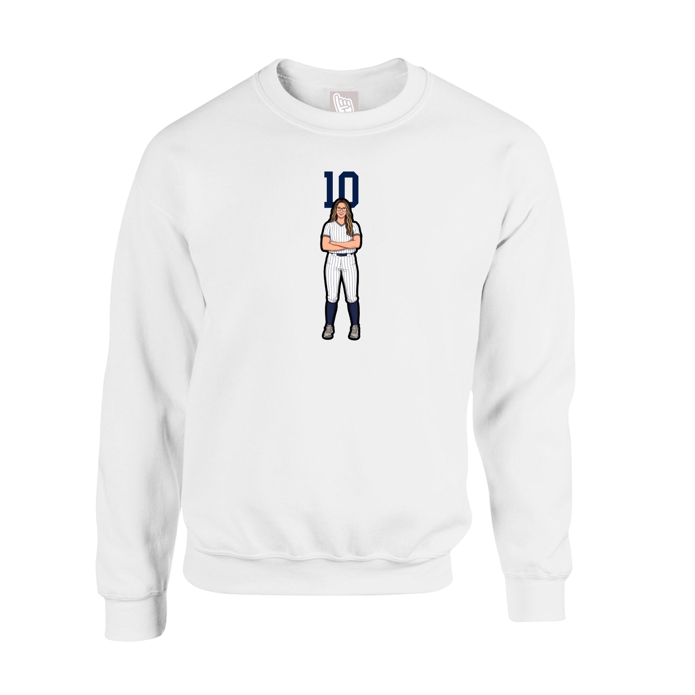 Fleece Crew — Number Top in White