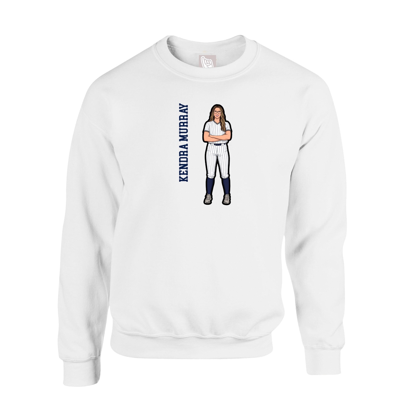Fleece Crew — Name Vertical in White