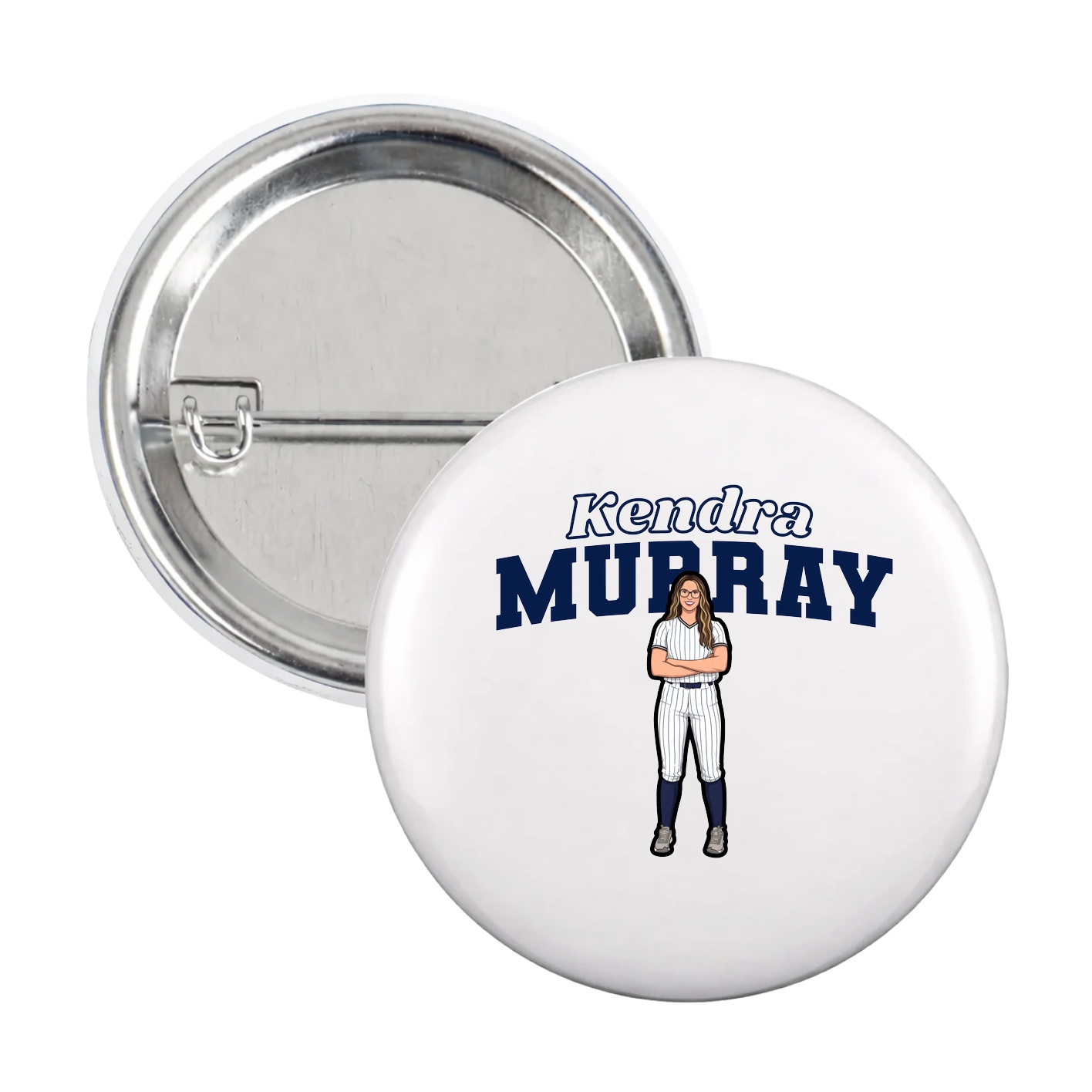 Game Day Button — Name Arch in White