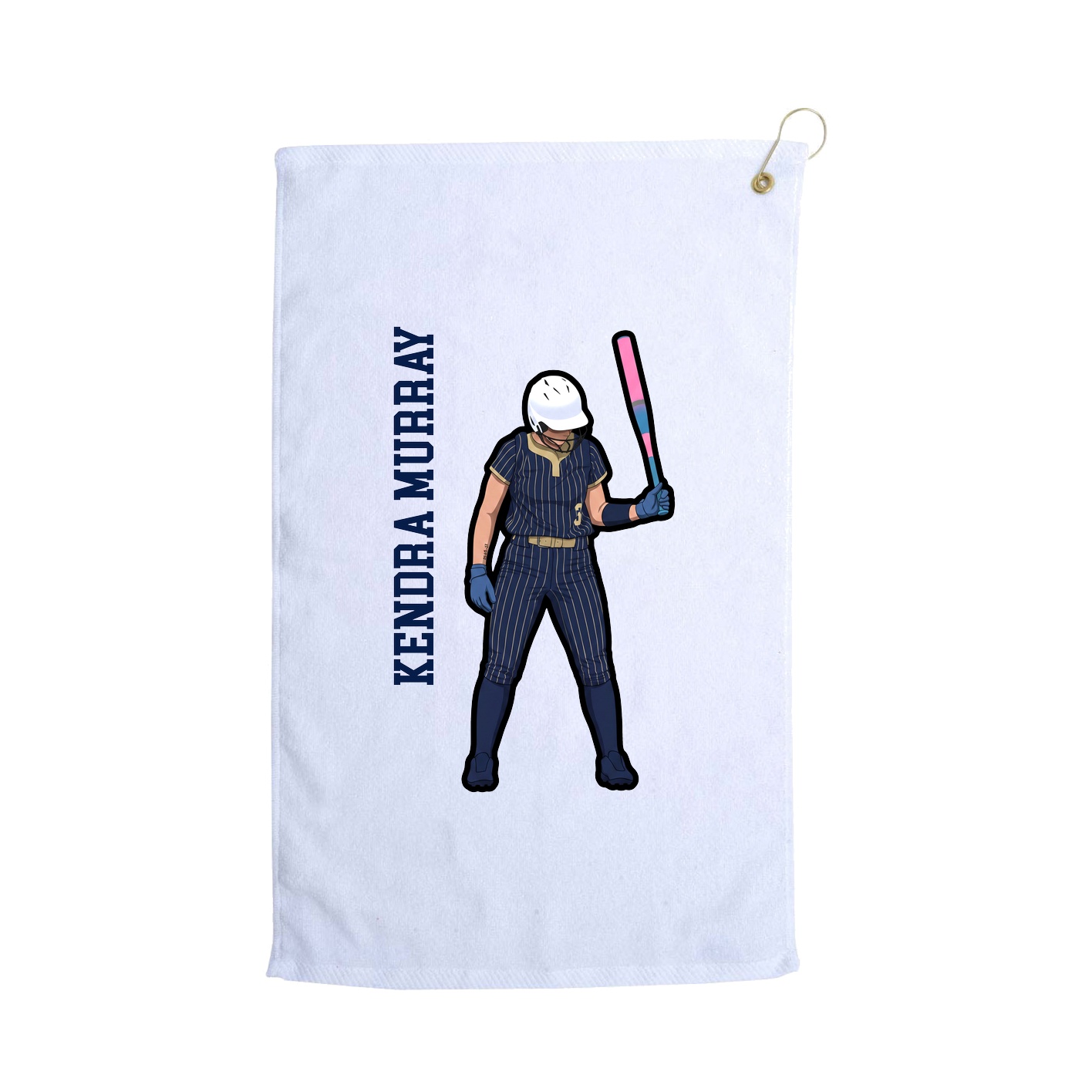 Golf Towel — Name Vertical in White