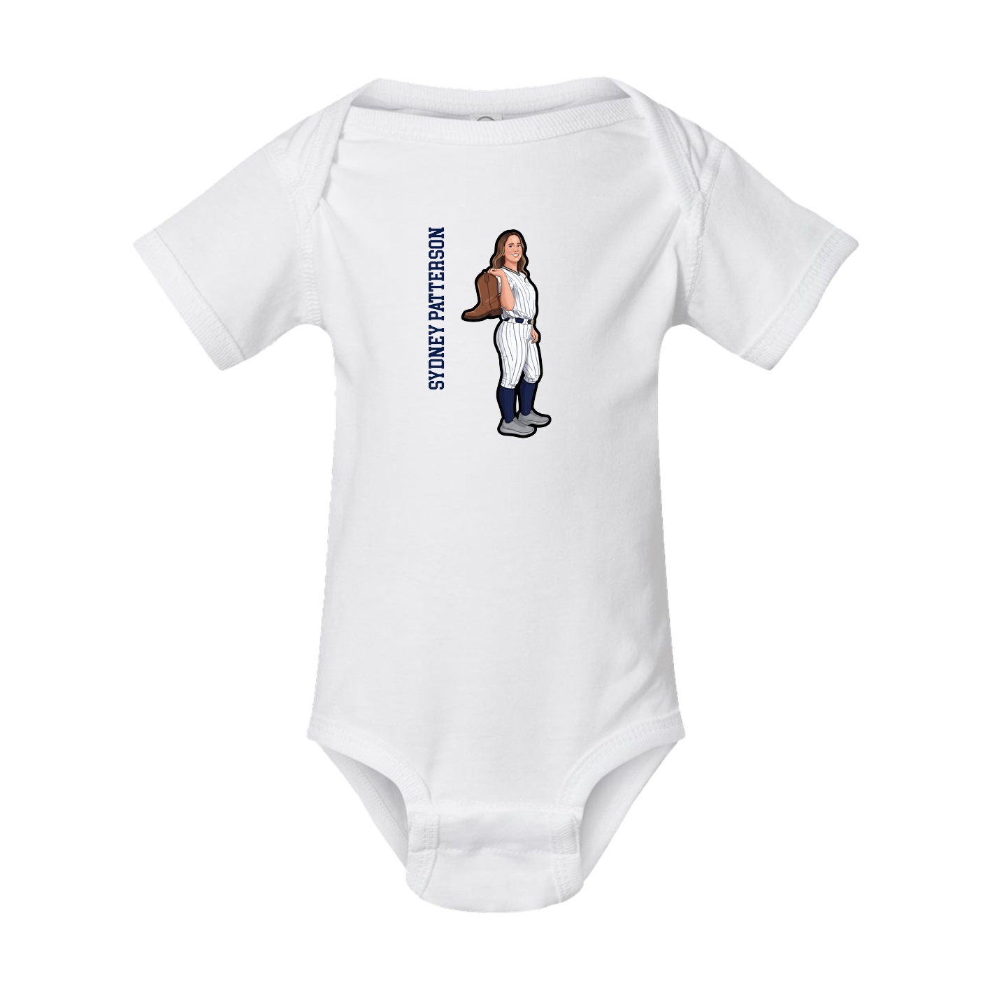 Baby Onesie — Name Vertical in White