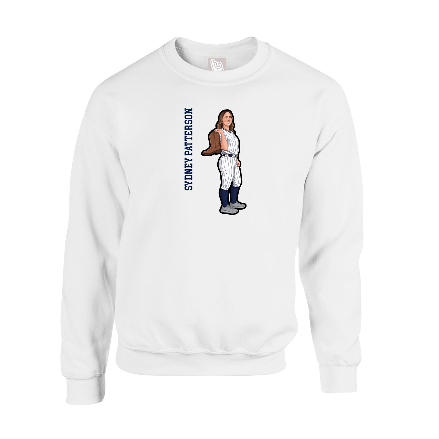 Fleece Crew — Name Vertical in White