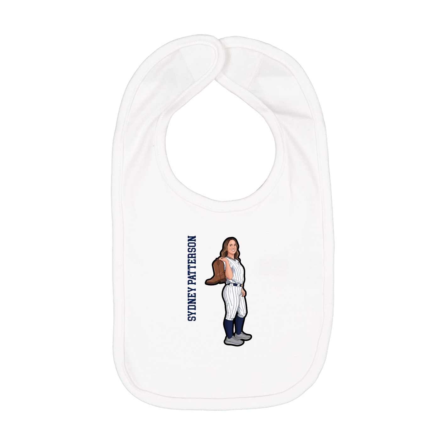 Infant Bib — Name Vertical in White