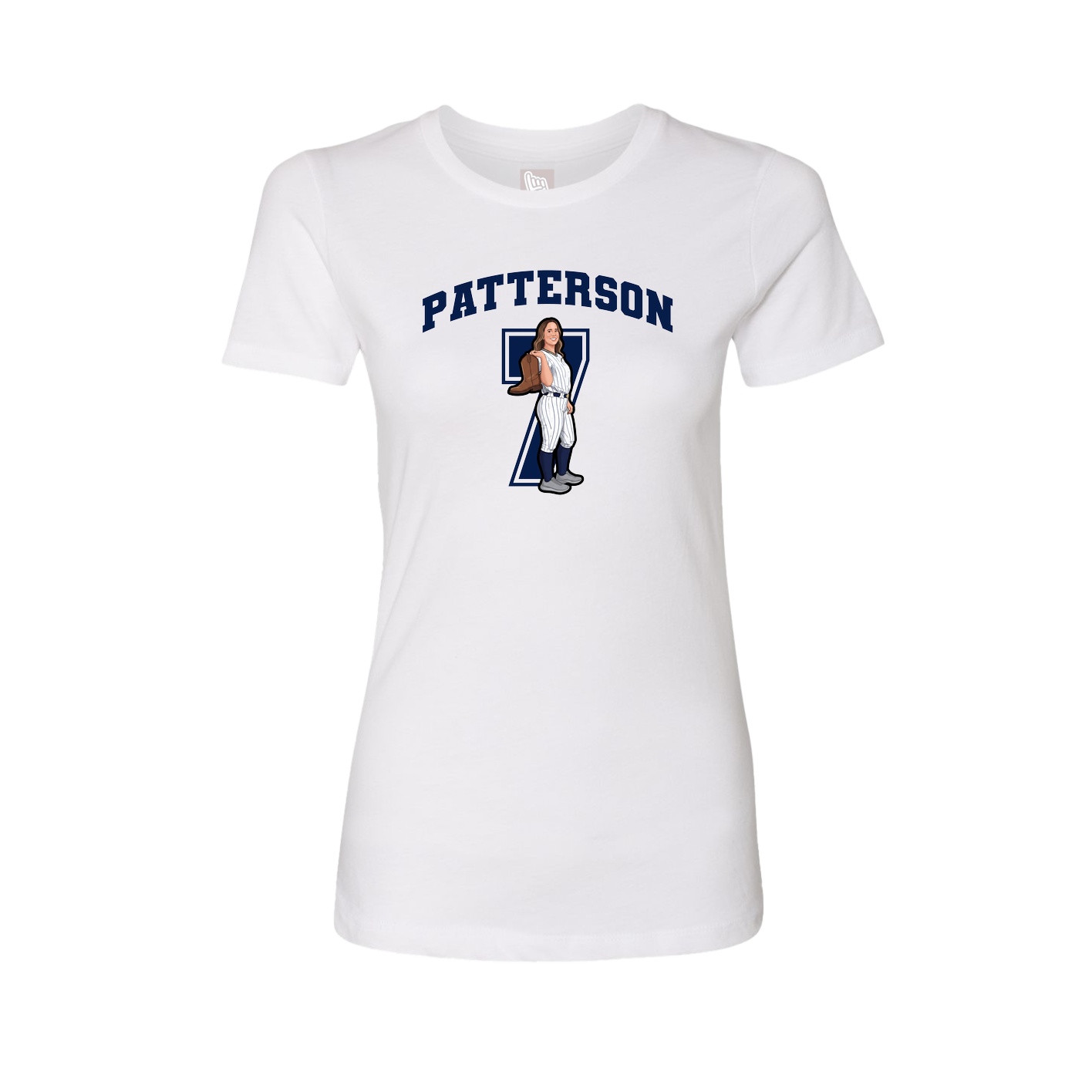 Fitted Women's Tee — Number in White