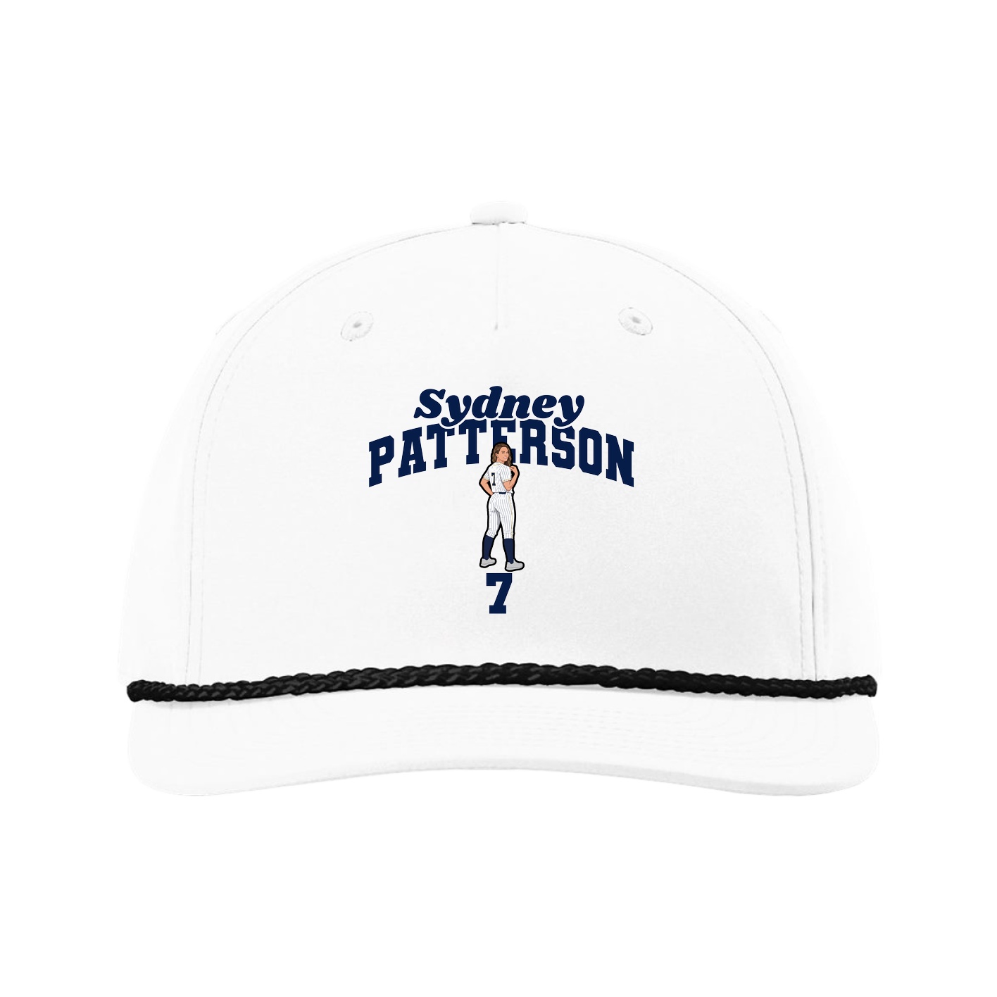 Five-Panel Classic Rope Cap — Signature Arch in White