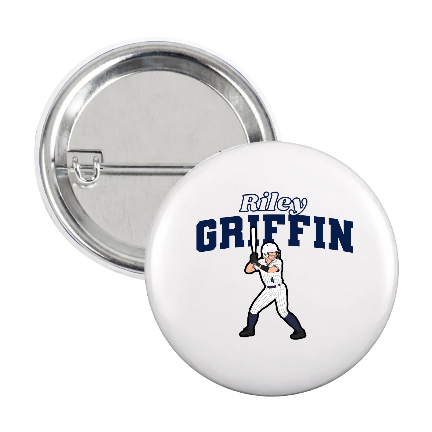 Game Day Button — Name Arch in White