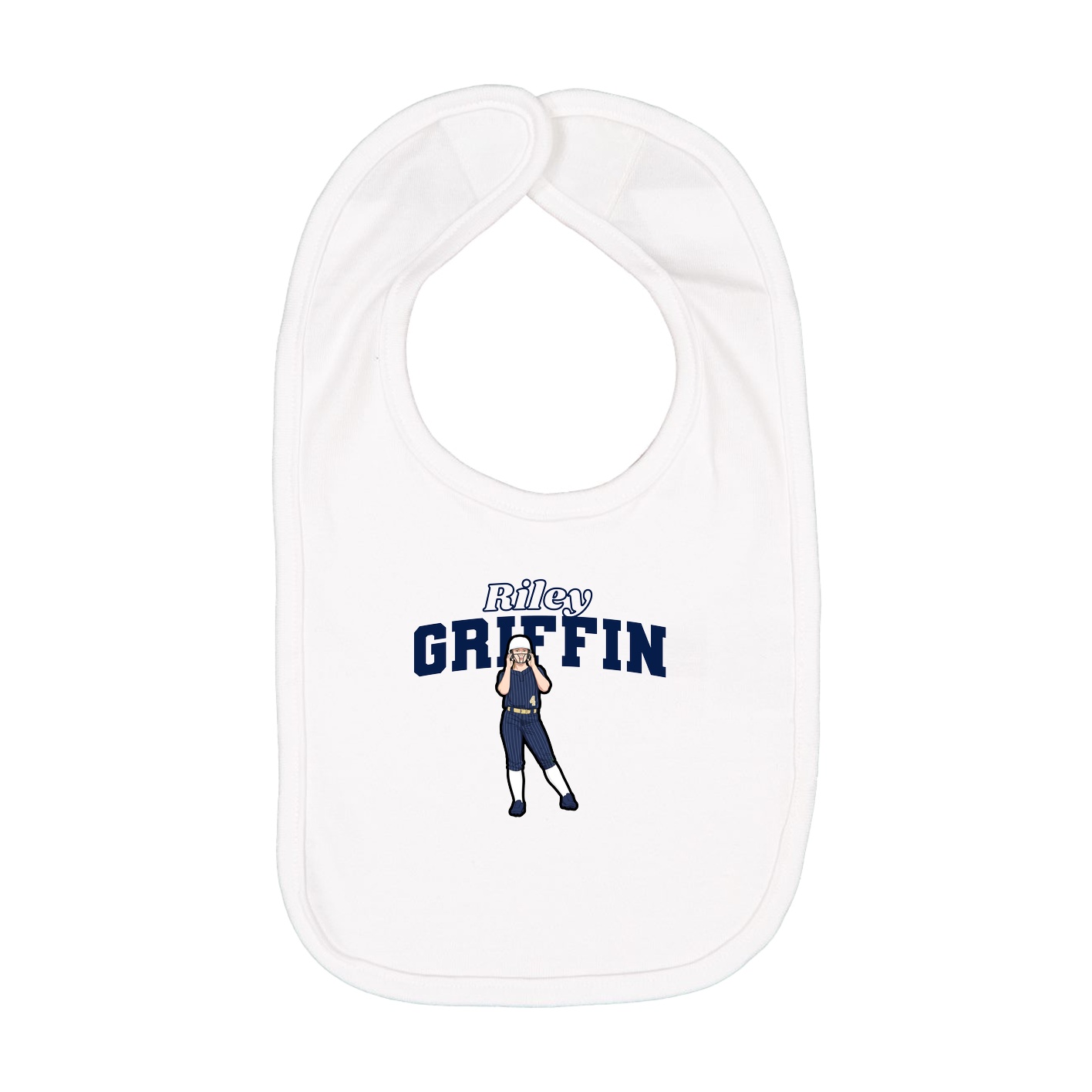 Infant Bib — Name Arch in White