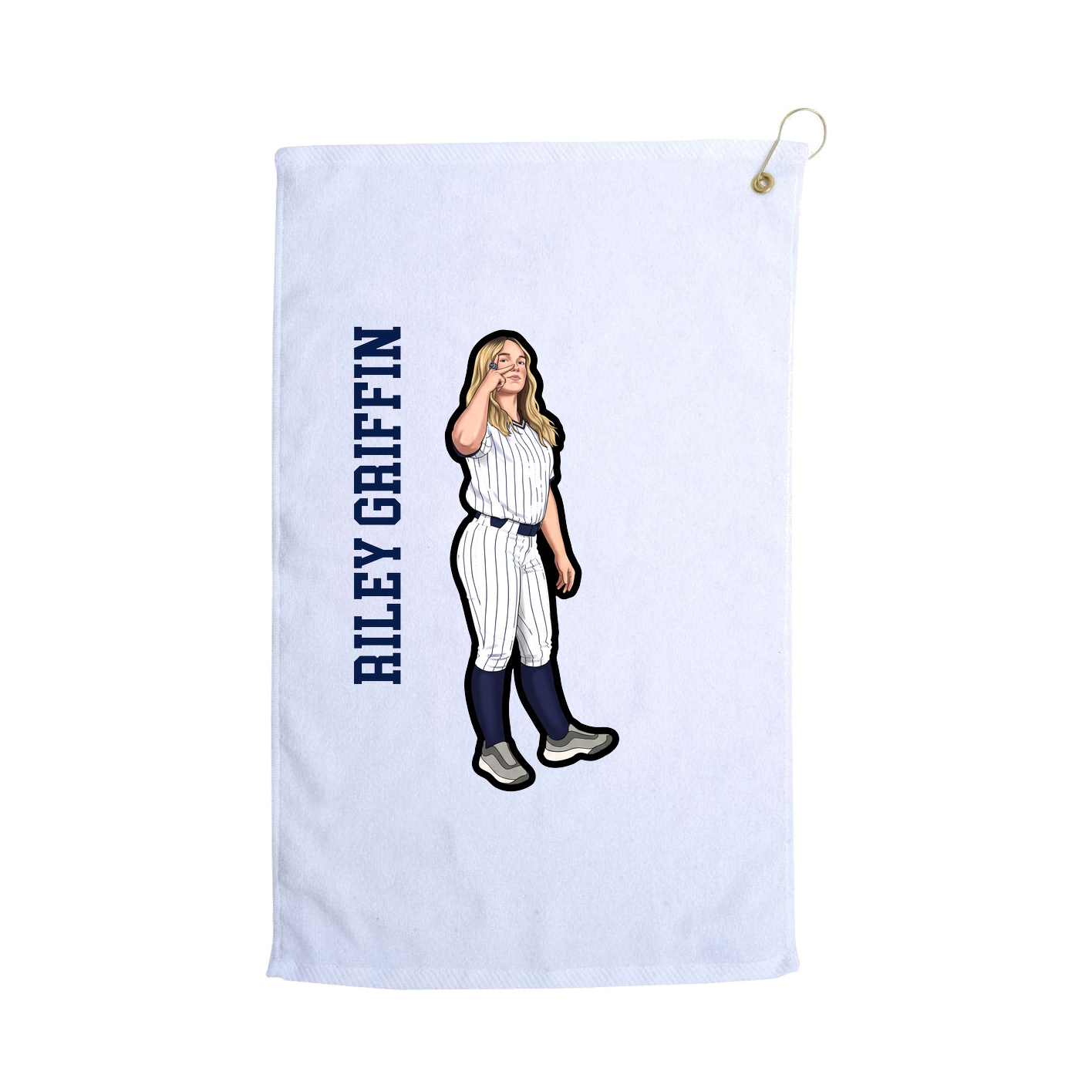 Golf Towel — Name Vertical in White