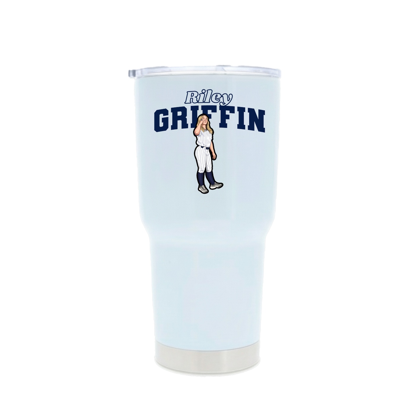 30oz Stainless Steel Tumbler — Name Arch in White