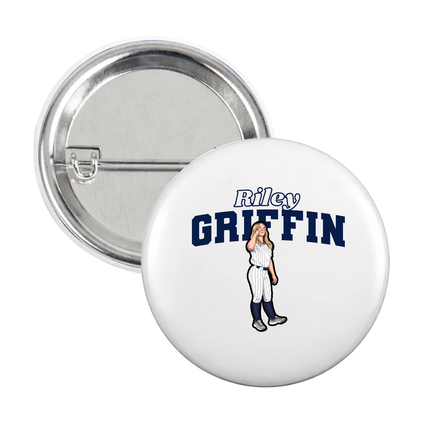 Game Day Button — Name Arch in White