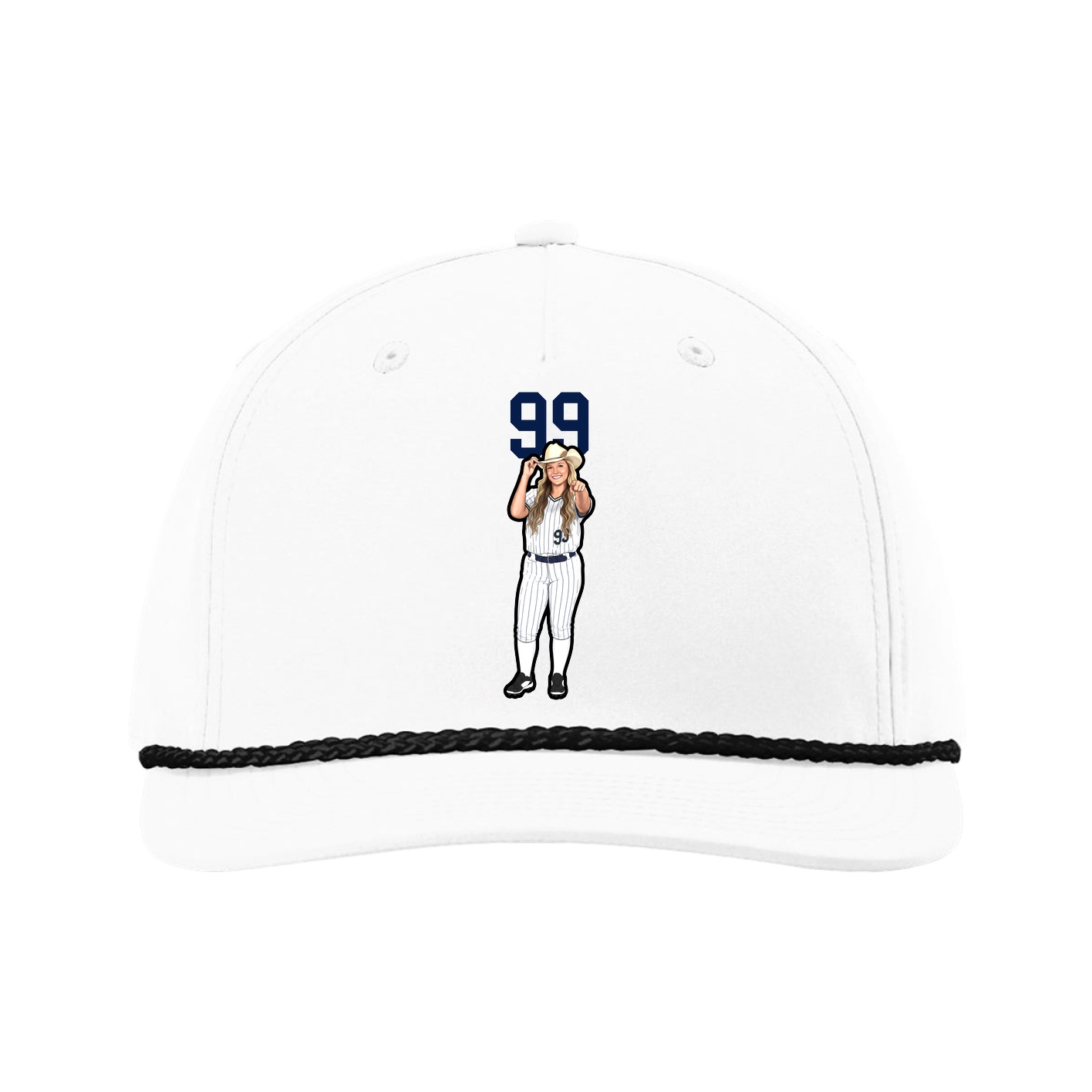 Five-Panel Classic Rope Cap — Number Top in White