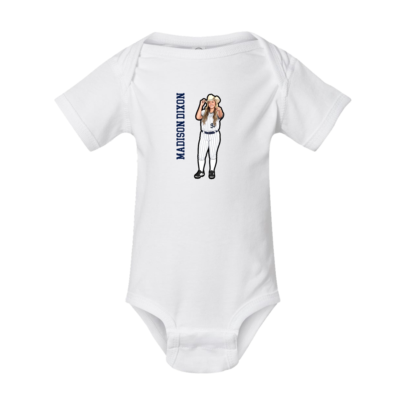 Baby Onesie — Name Vertical in White