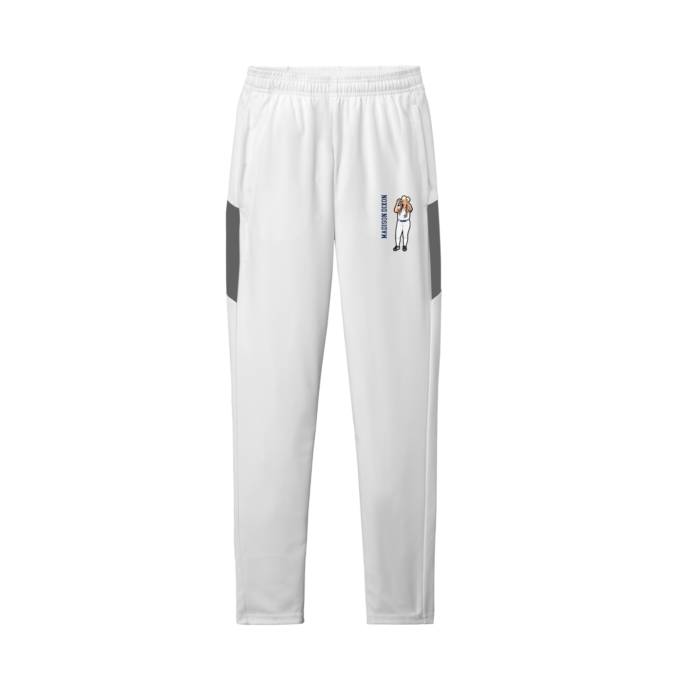 Team Travel Pant — Name Vertical in White/Grey