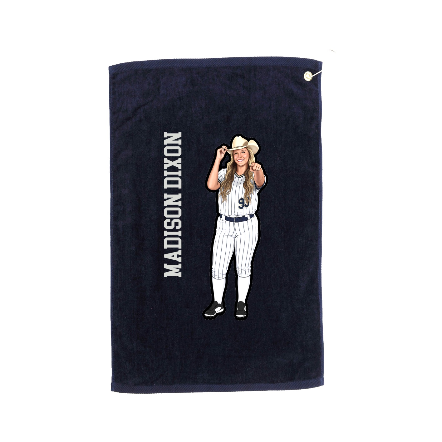 Golf Towel — Name Vertical in Navy