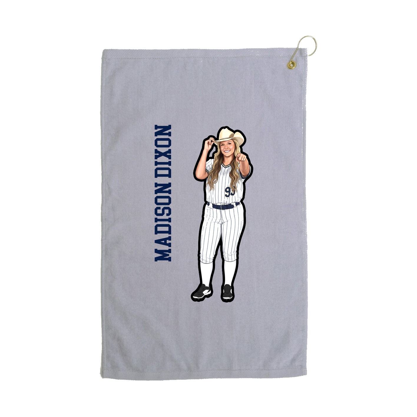 Golf Towel — Name Vertical in Grey