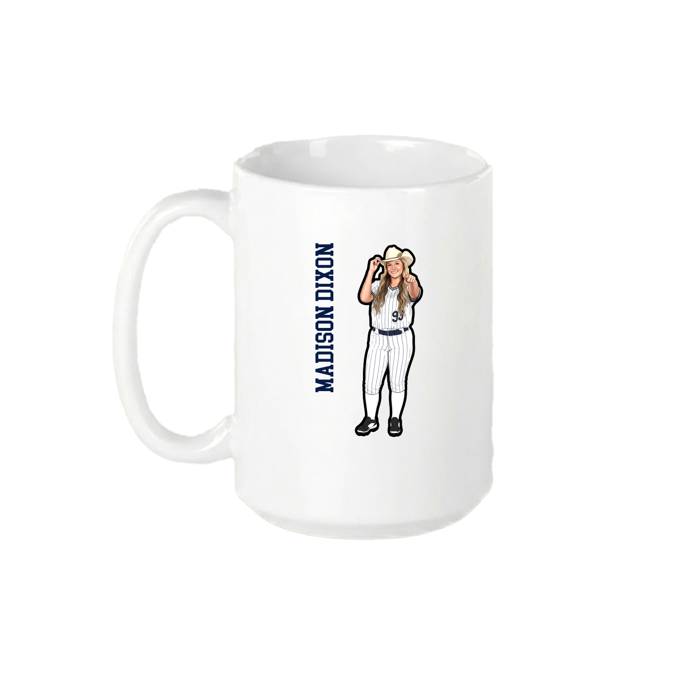 15oz Coffee Mug — Name Vertical in White
