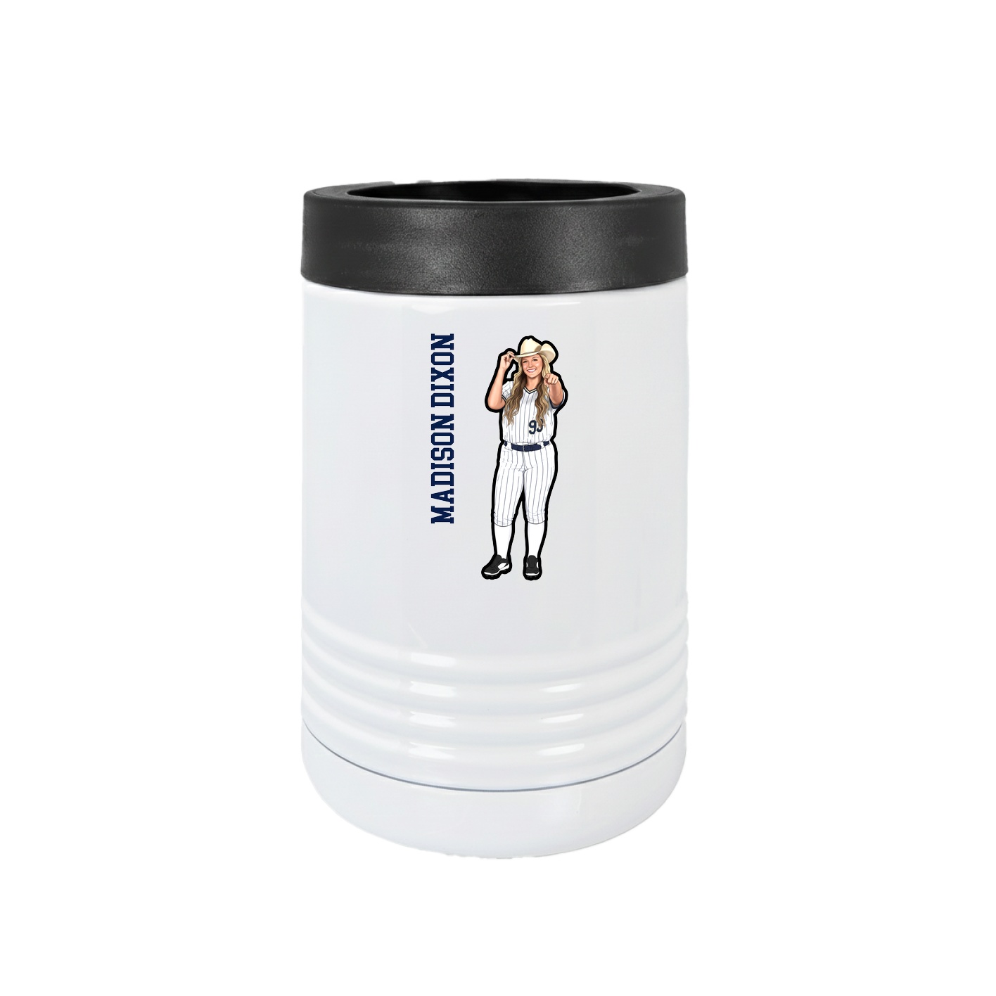 Beverage Holder — Name Vertical in White