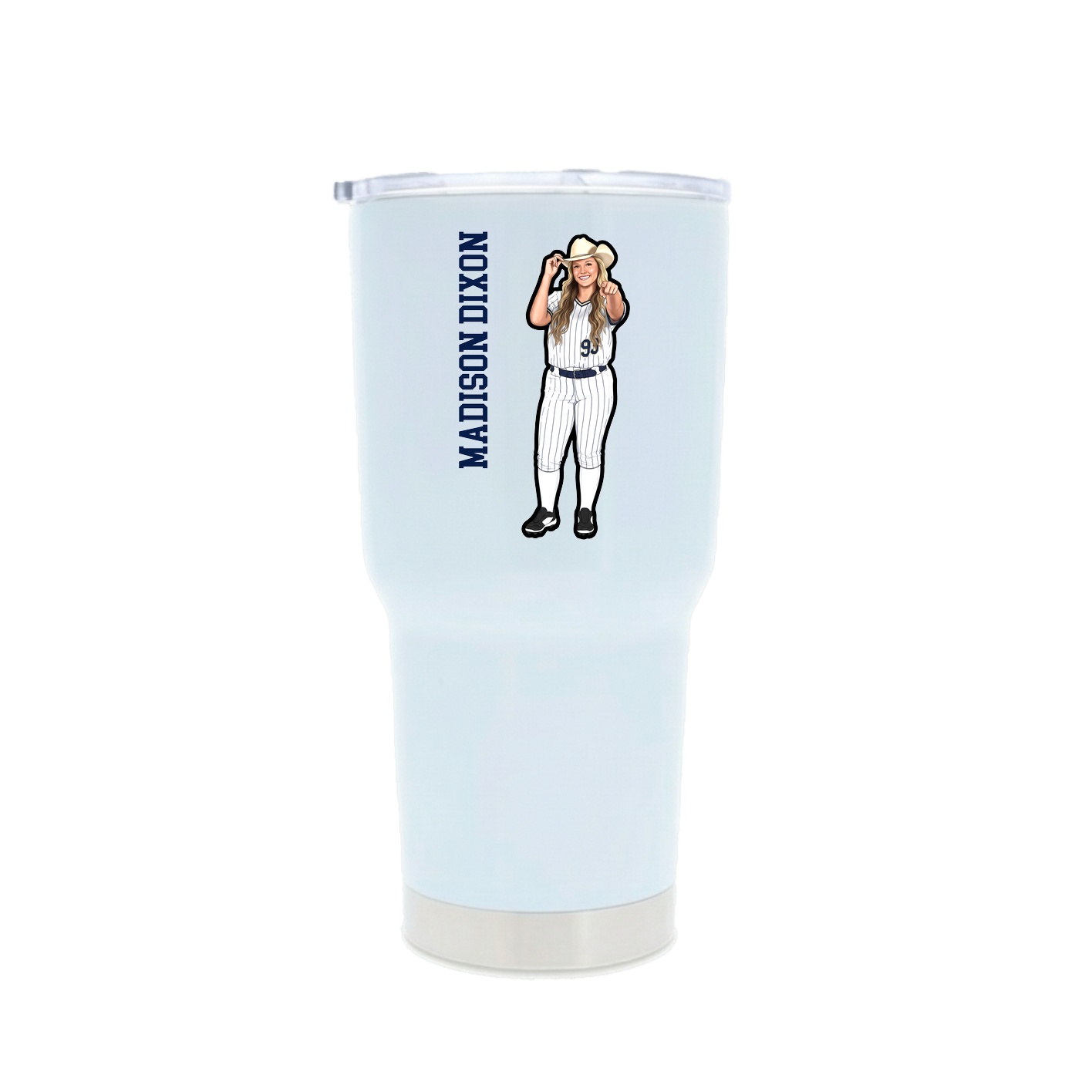 30oz Stainless Steel Tumbler — Name Vertical in White