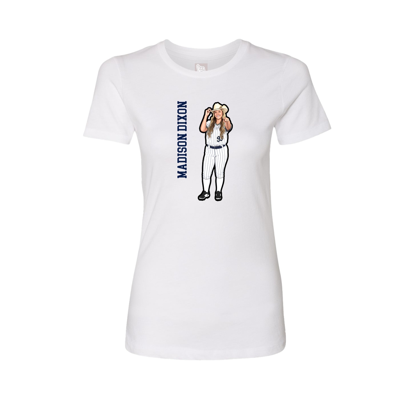 Womens Tee — Name Vertical in White