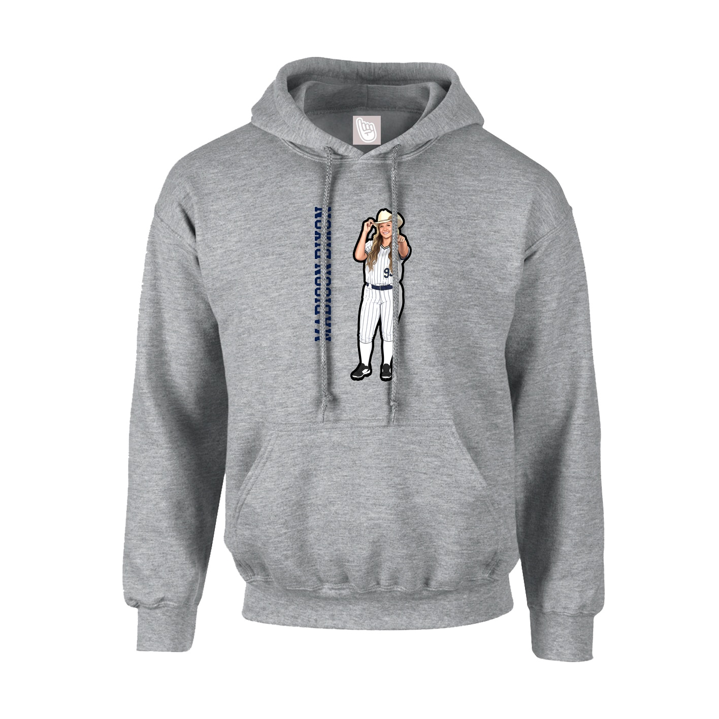 Hoodie — Name Vertical in Grey