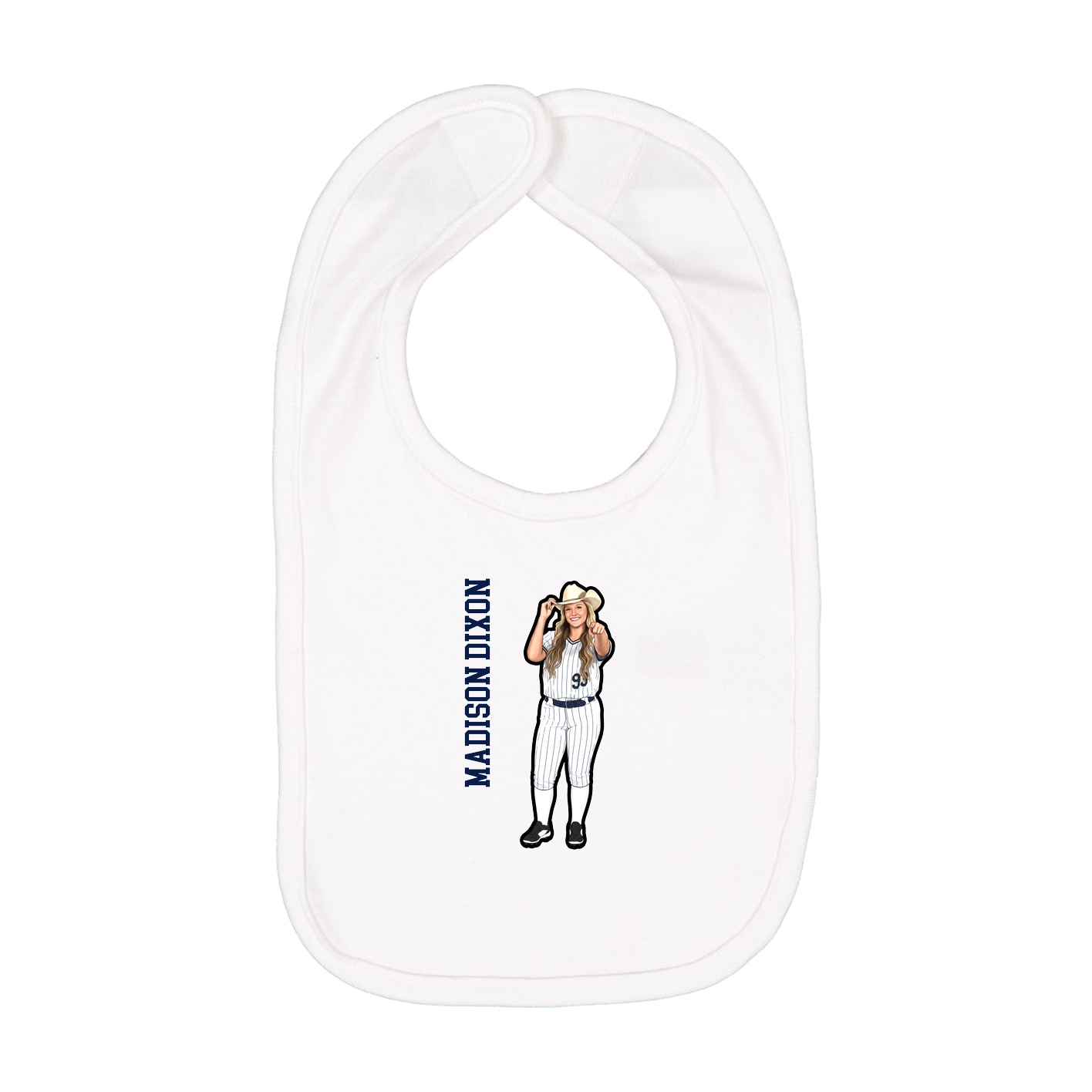 Infant Bib — Name Vertical in White