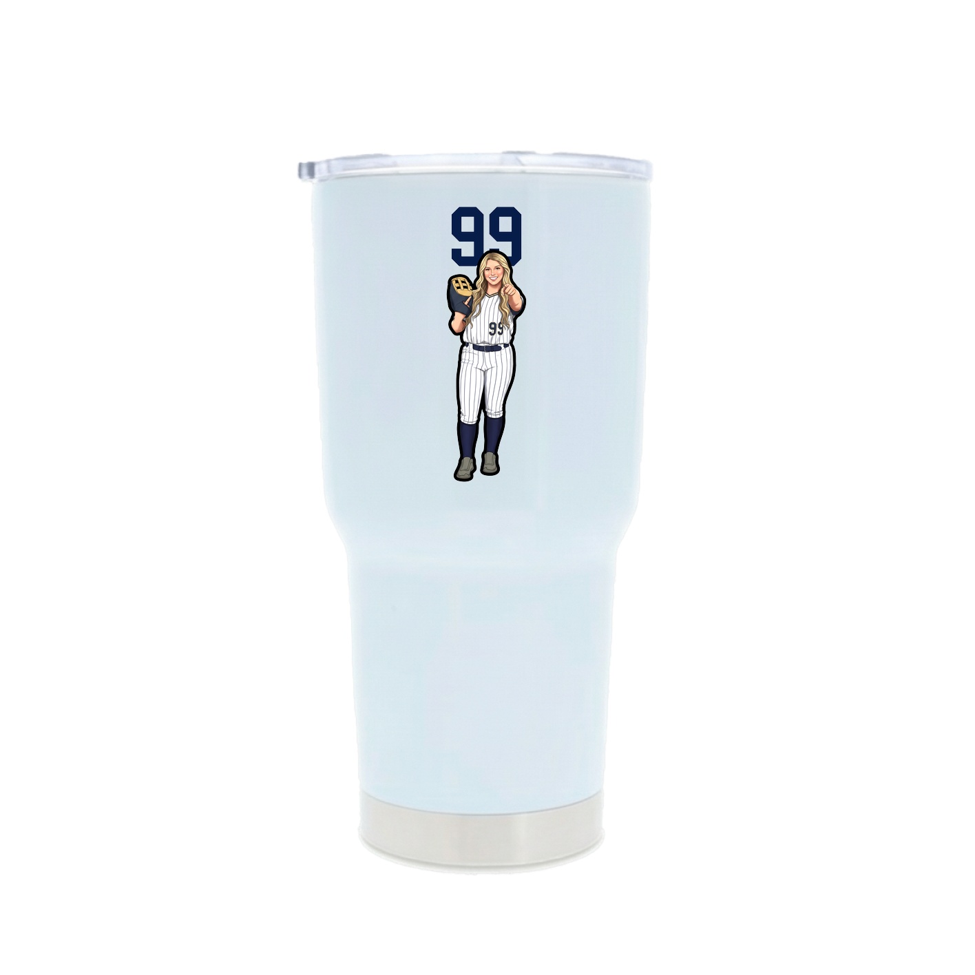 30oz Stainless Steel Tumbler — Number Top in White