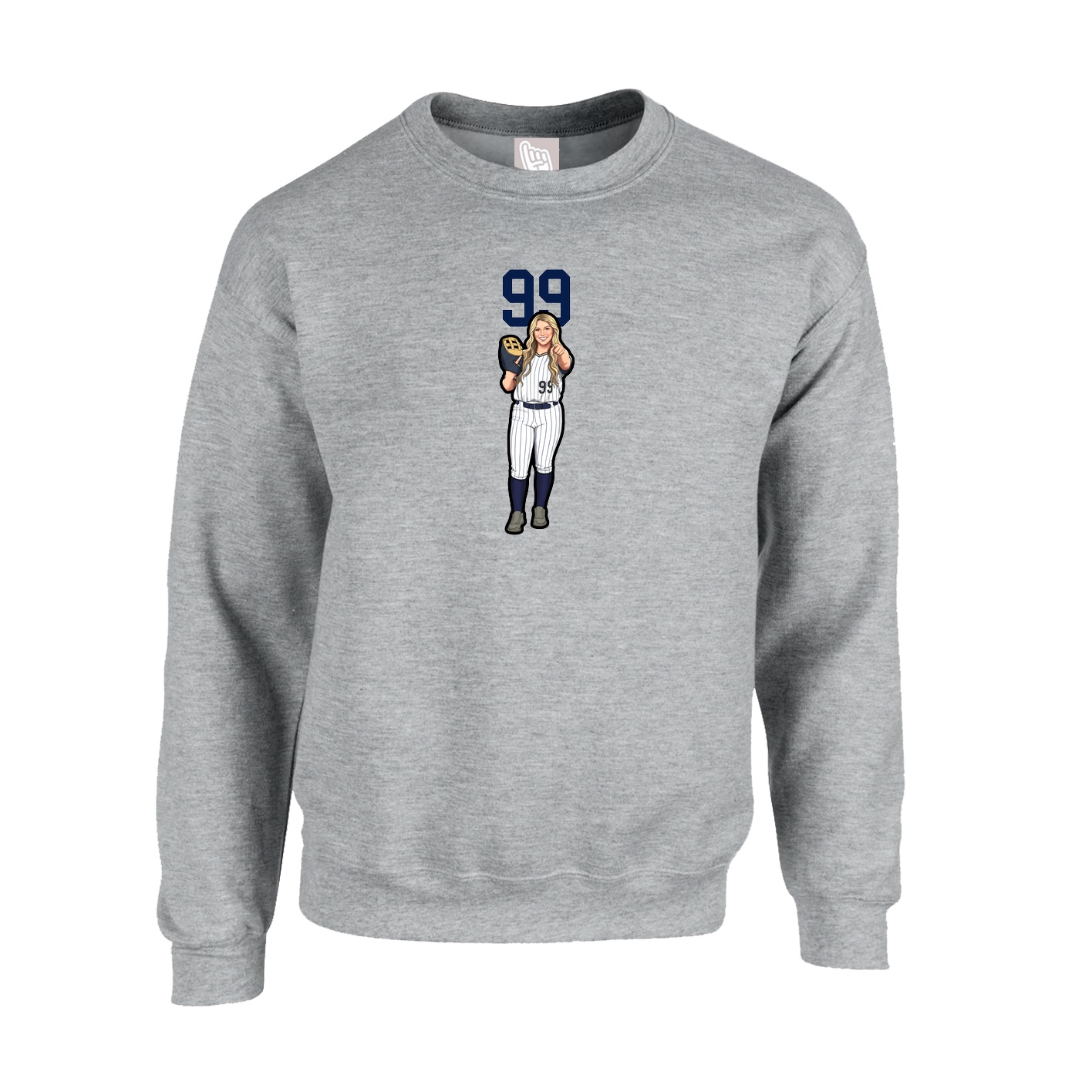 Fleece Crew — Number Top in Grey