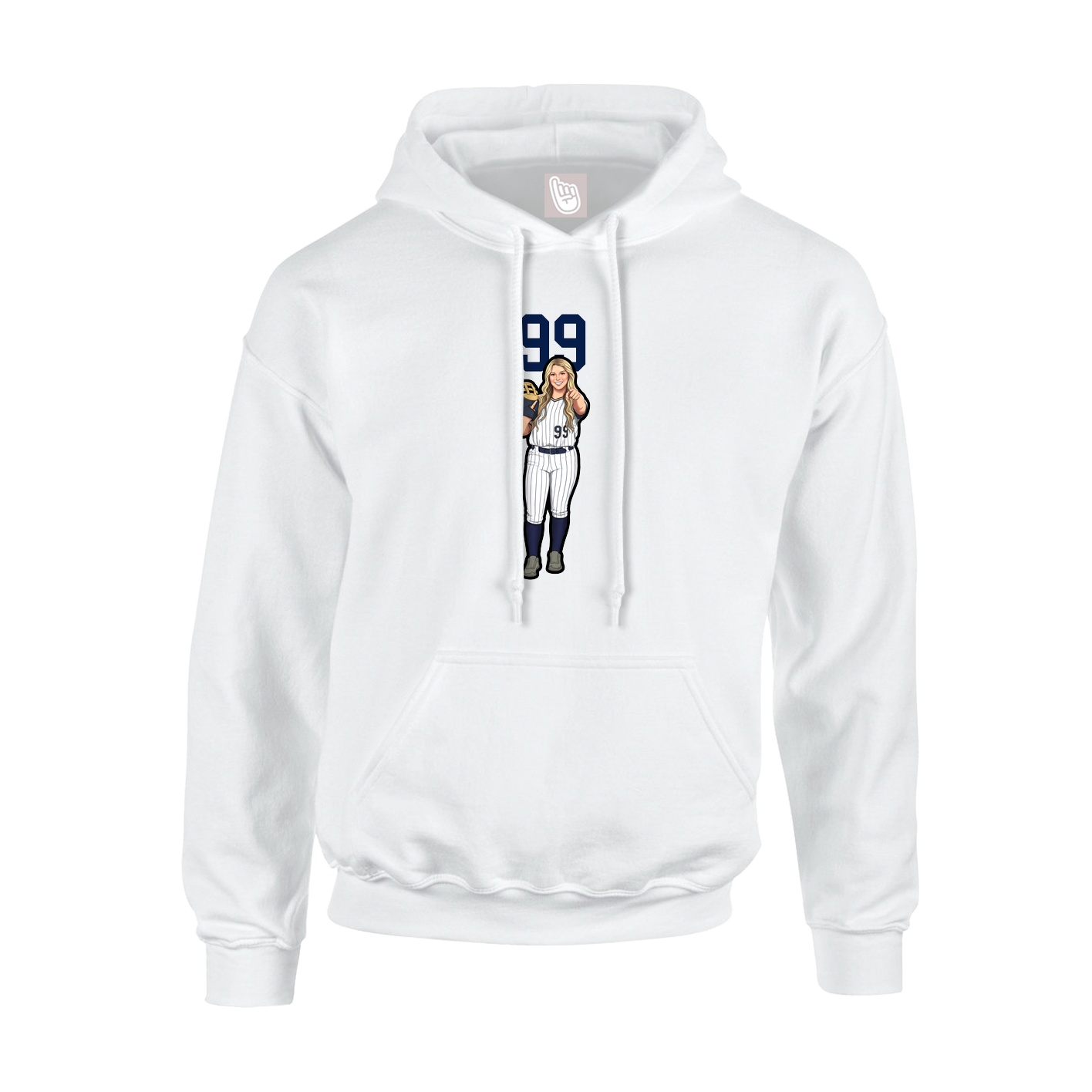 Youth Hoodie — Number Top in White