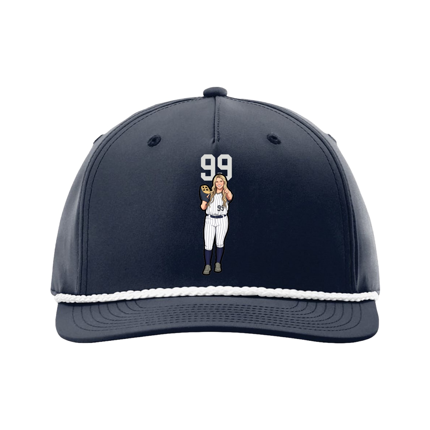 Five-Panel Classic Rope Cap — Number Top in Navy