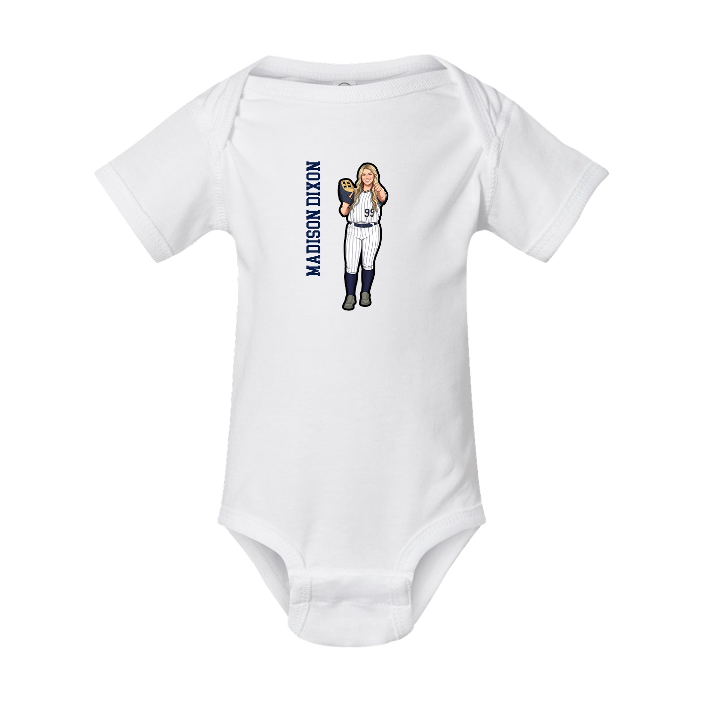 Baby Onesie — Name Vertical in White
