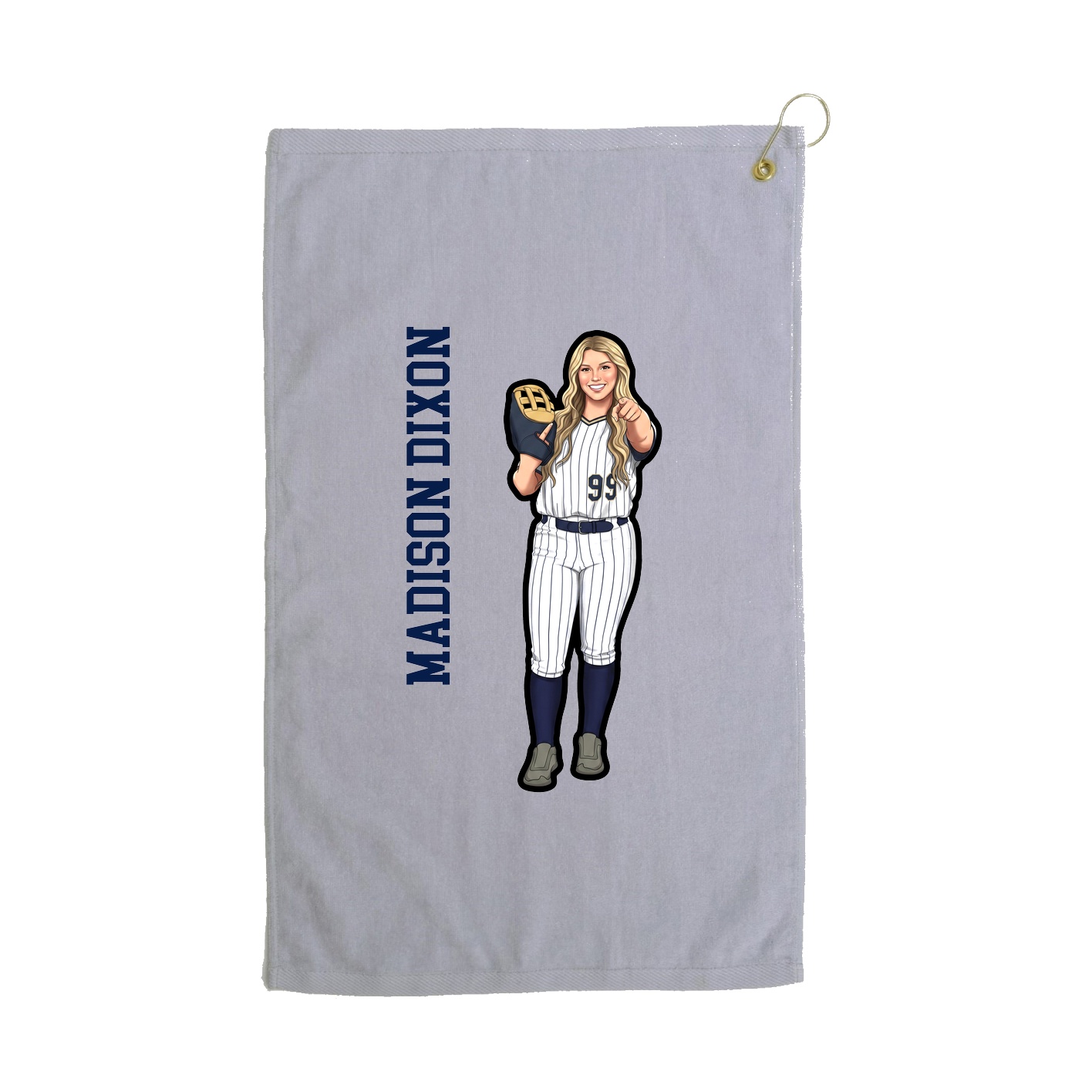 Golf Towel — Name Vertical in Grey