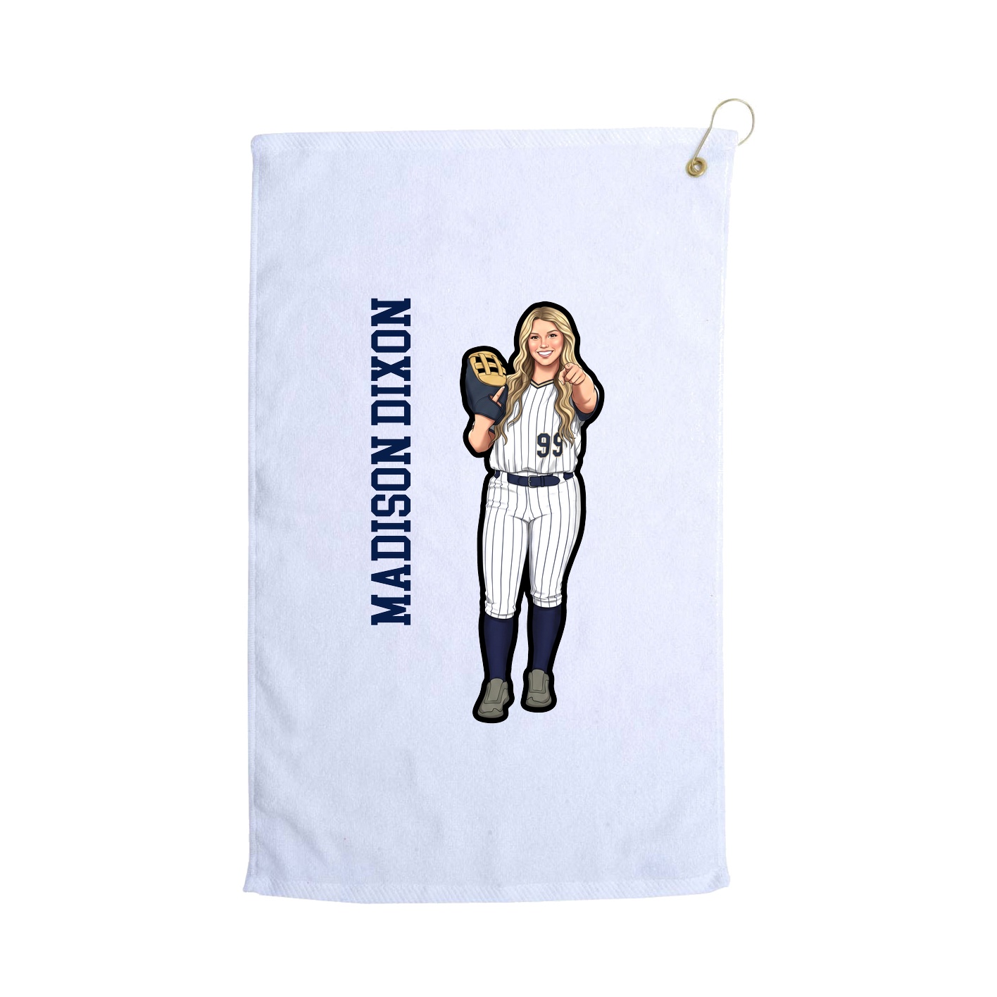 Golf Towel — Name Vertical in White