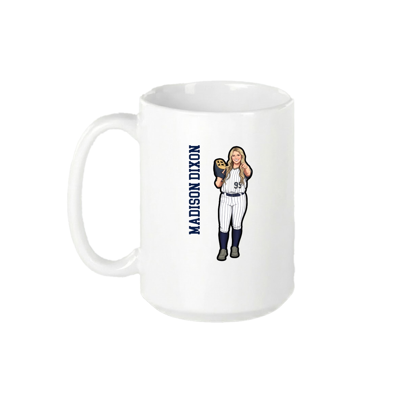 15oz Coffee Mug — Name Vertical in White