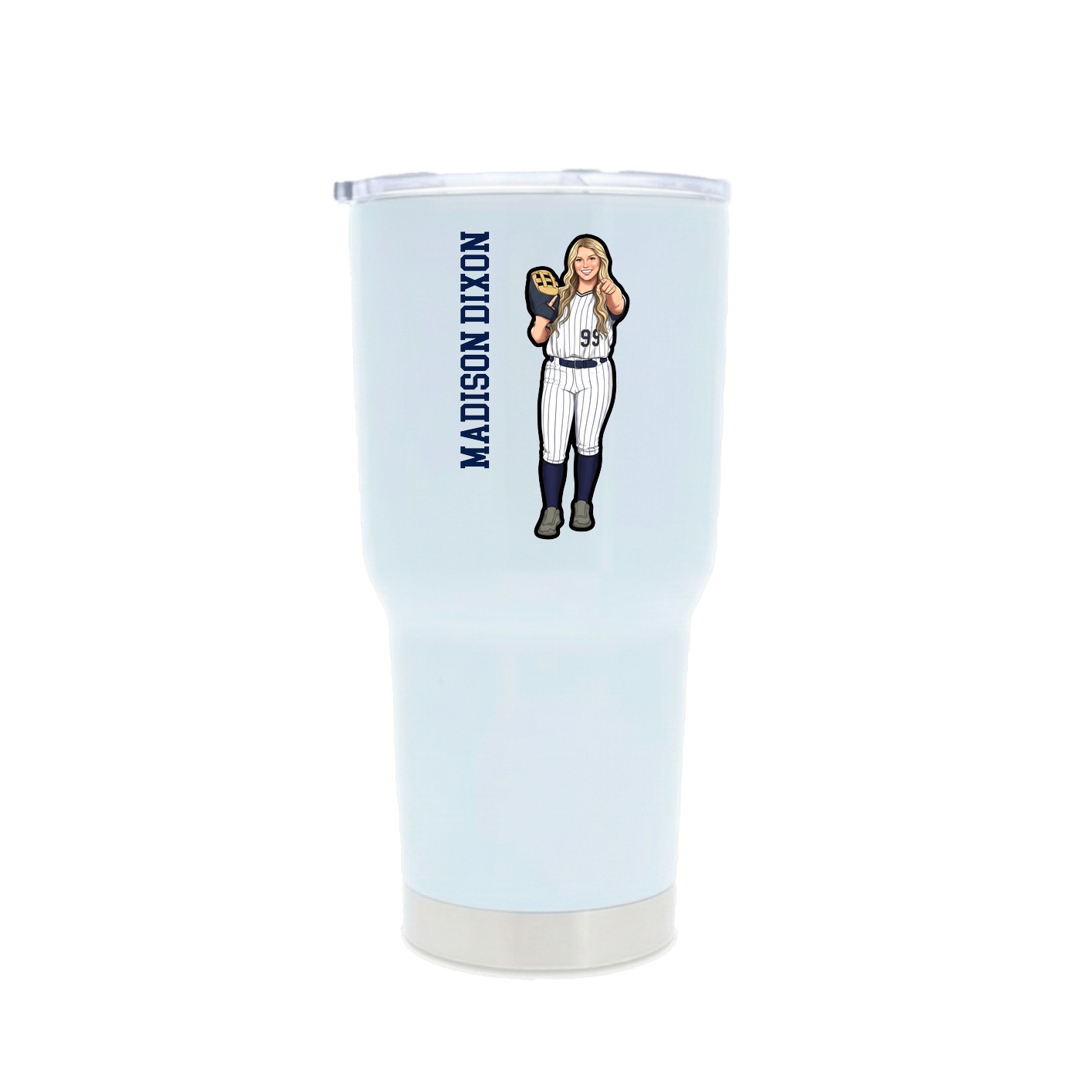 30oz Stainless Steel Tumbler — Name Vertical in White