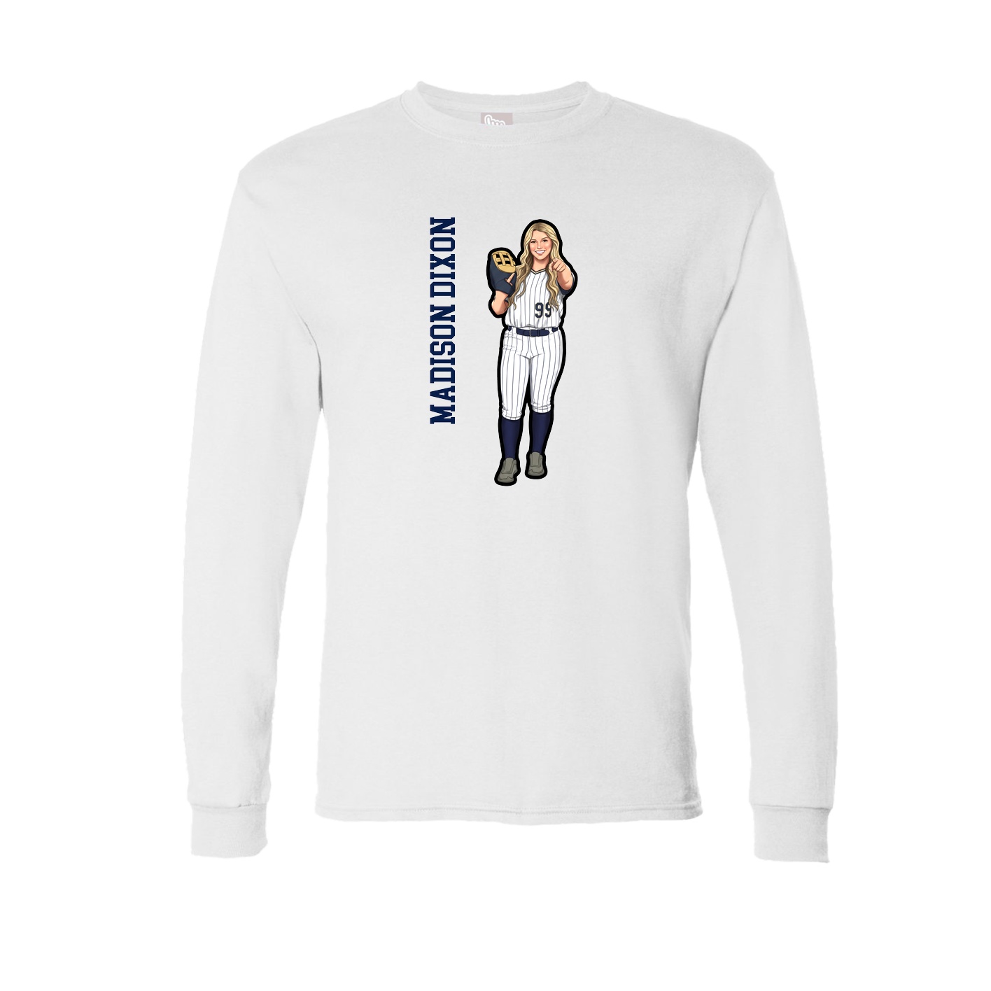 Long Sleeve Tee — Name Vertical in White