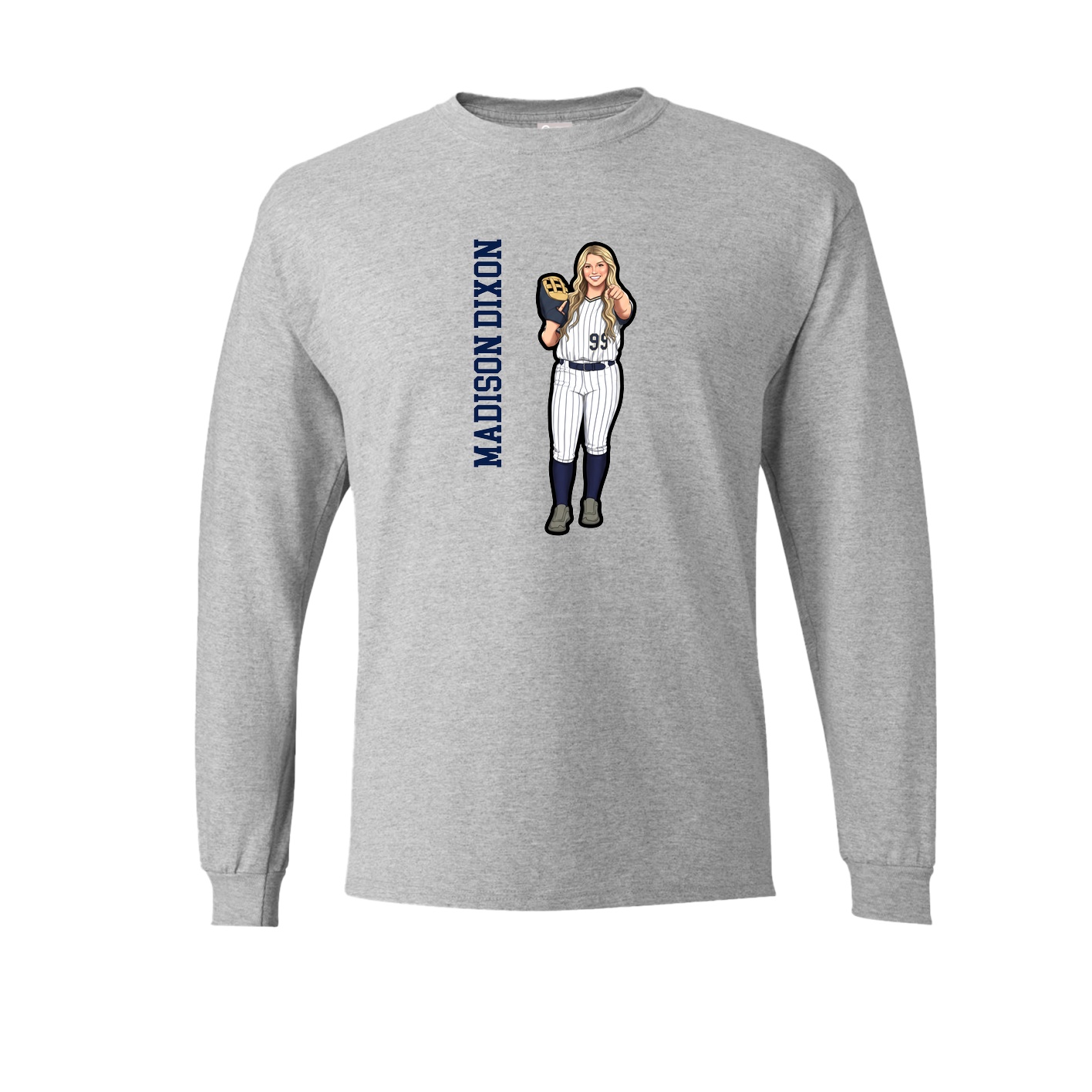 Long Sleeve Tee — Name Vertical in Grey