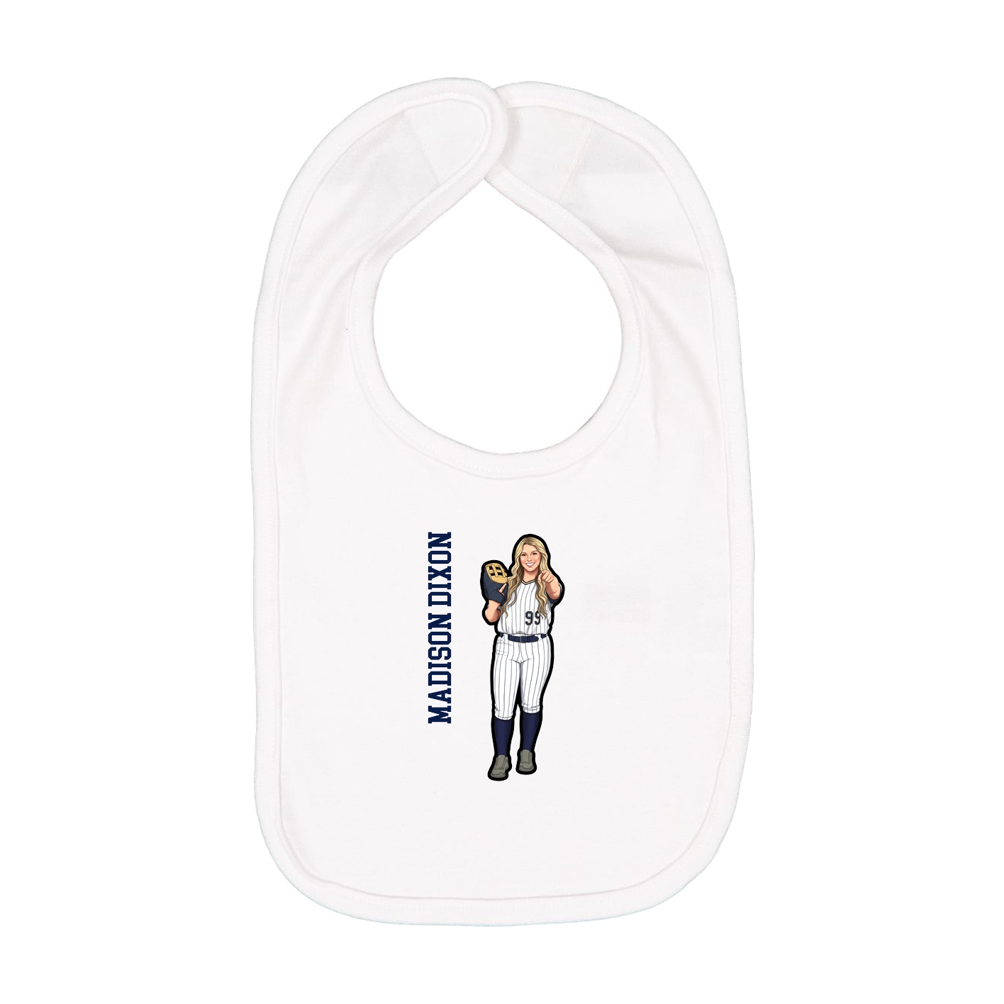 Infant Bib — Name Vertical in White
