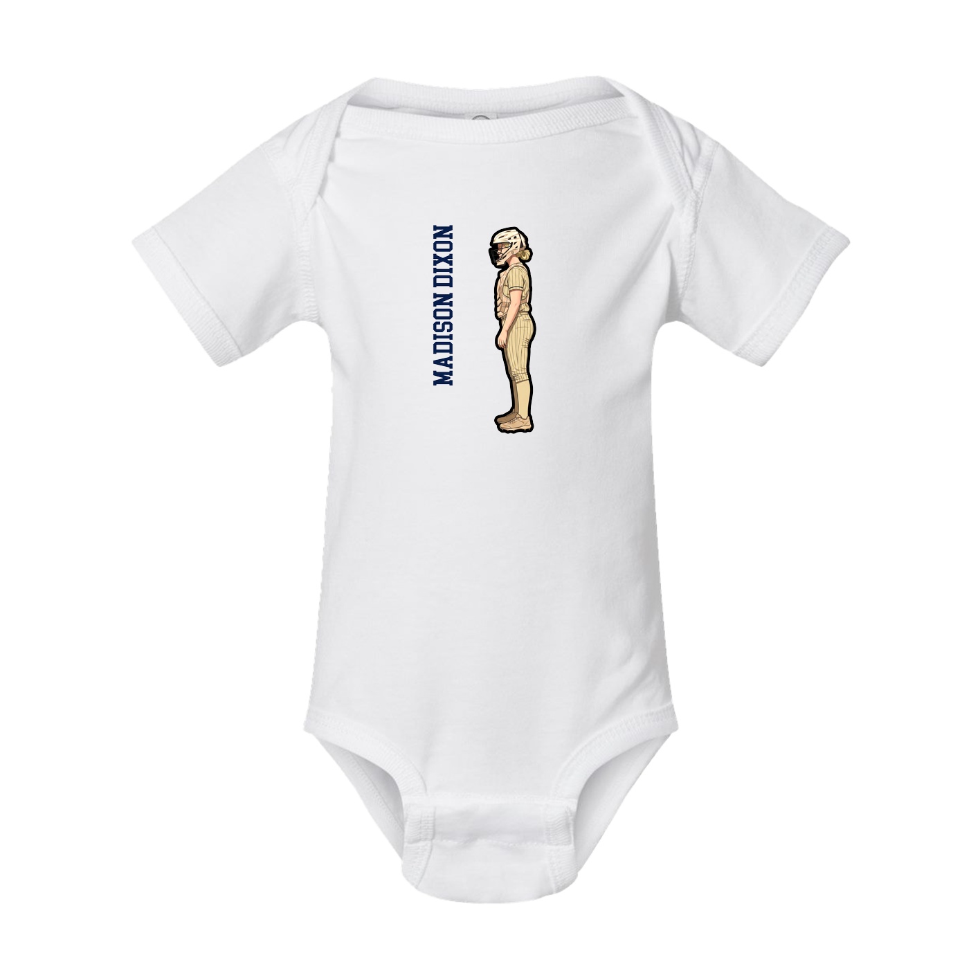Baby Onesie — Name Vertical in White