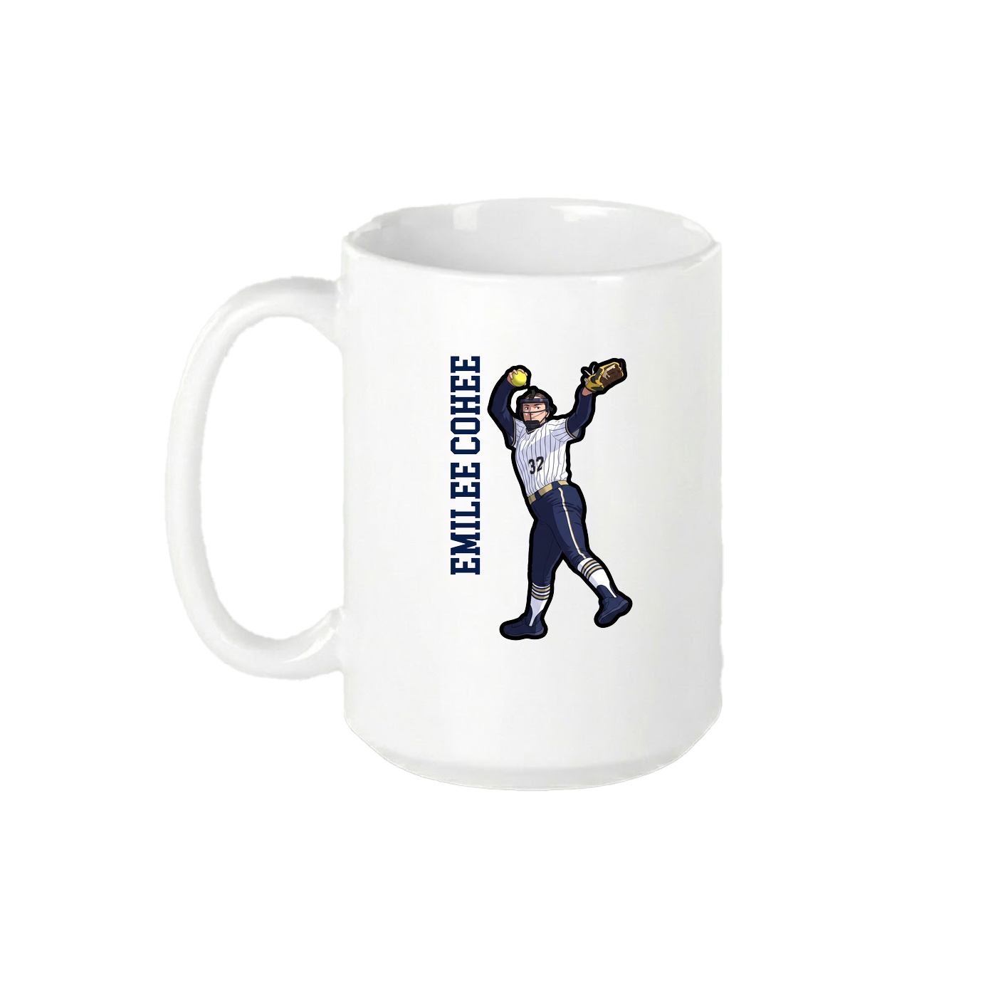 15oz Coffee Mug — Name Vertical in White