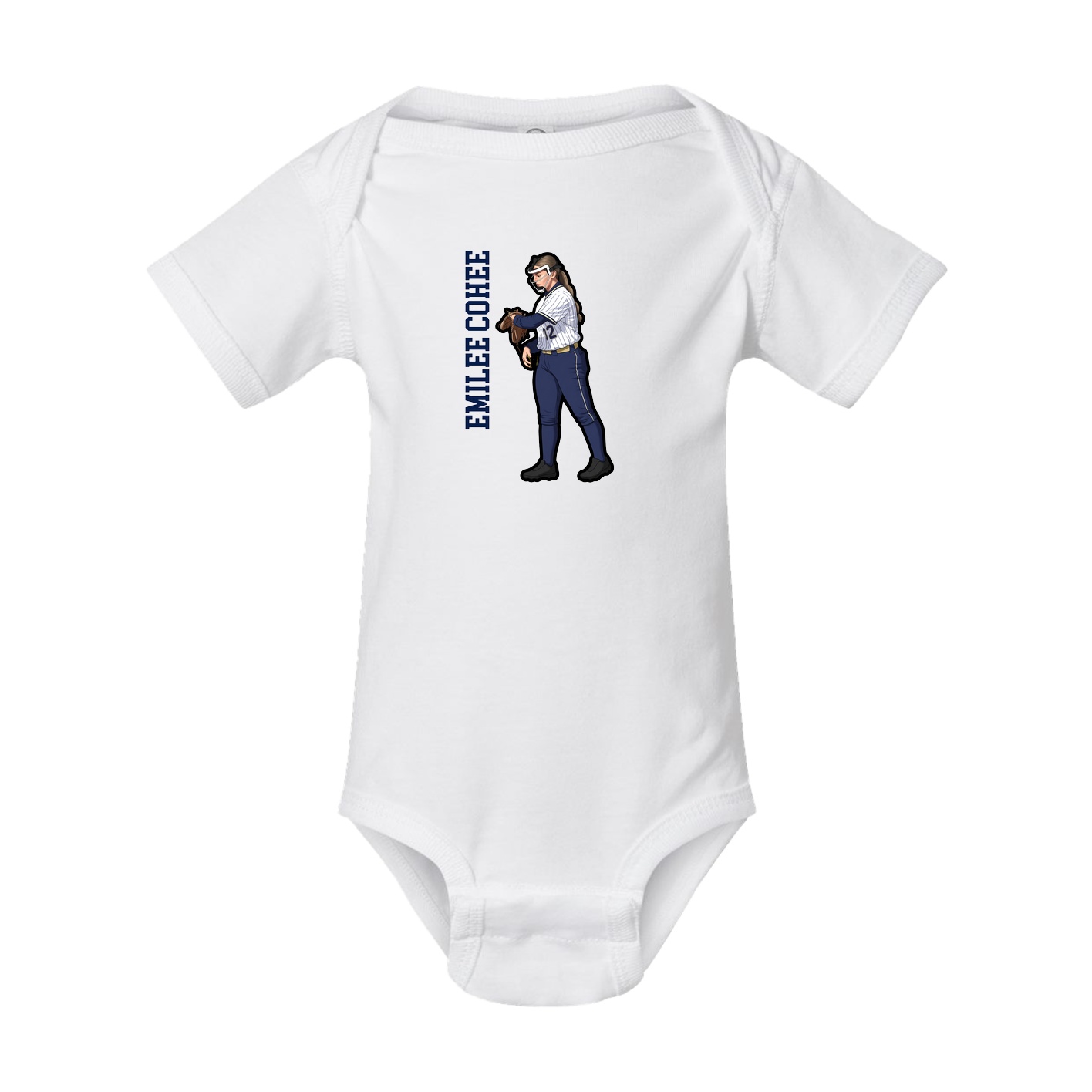 Baby Onesie — Name Vertical in White