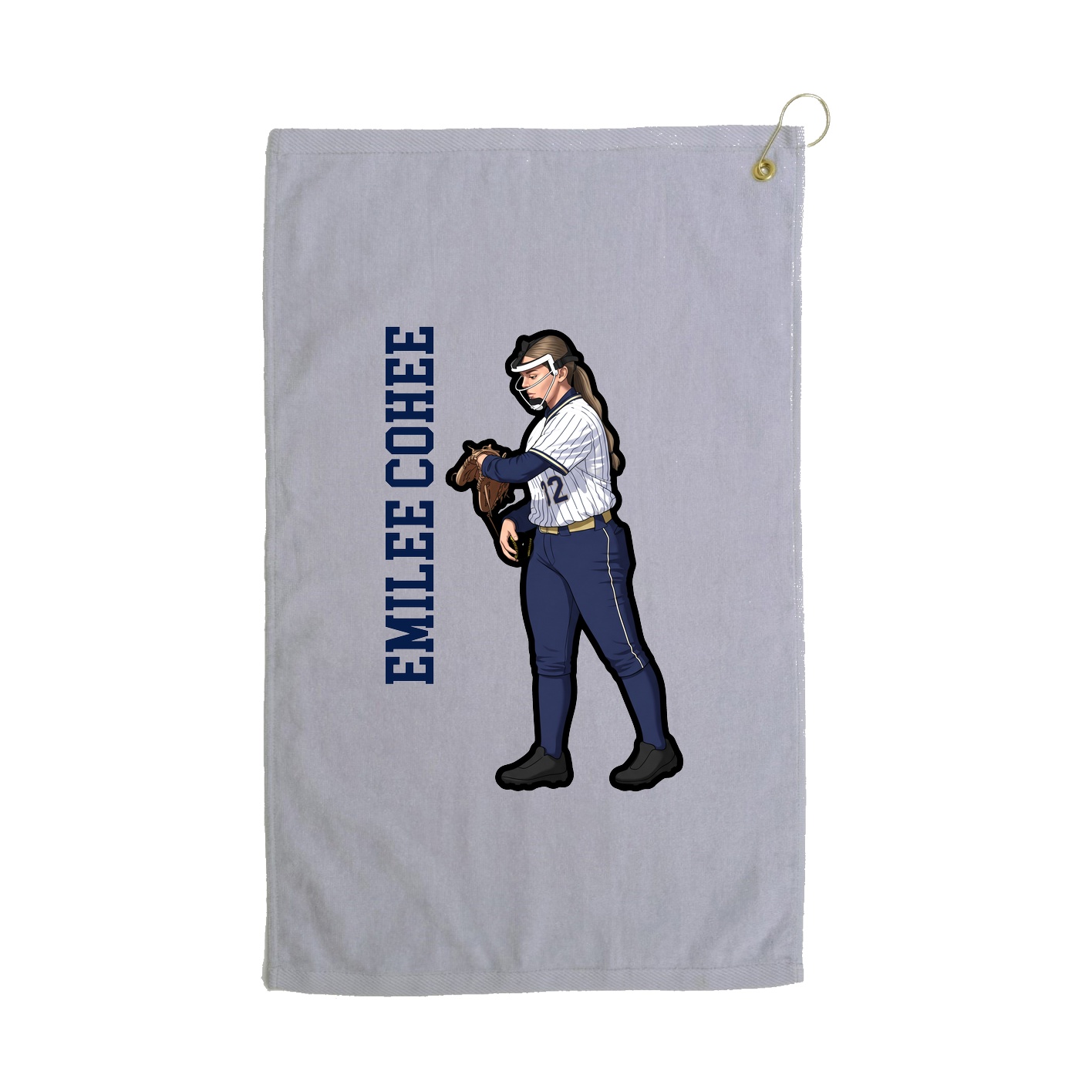 Golf Towel — Name Vertical in Grey