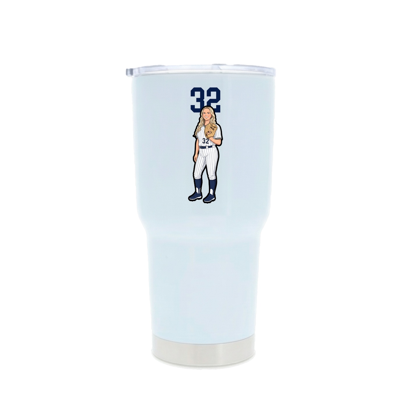 30oz Stainless Steel Tumbler — Number Top in White