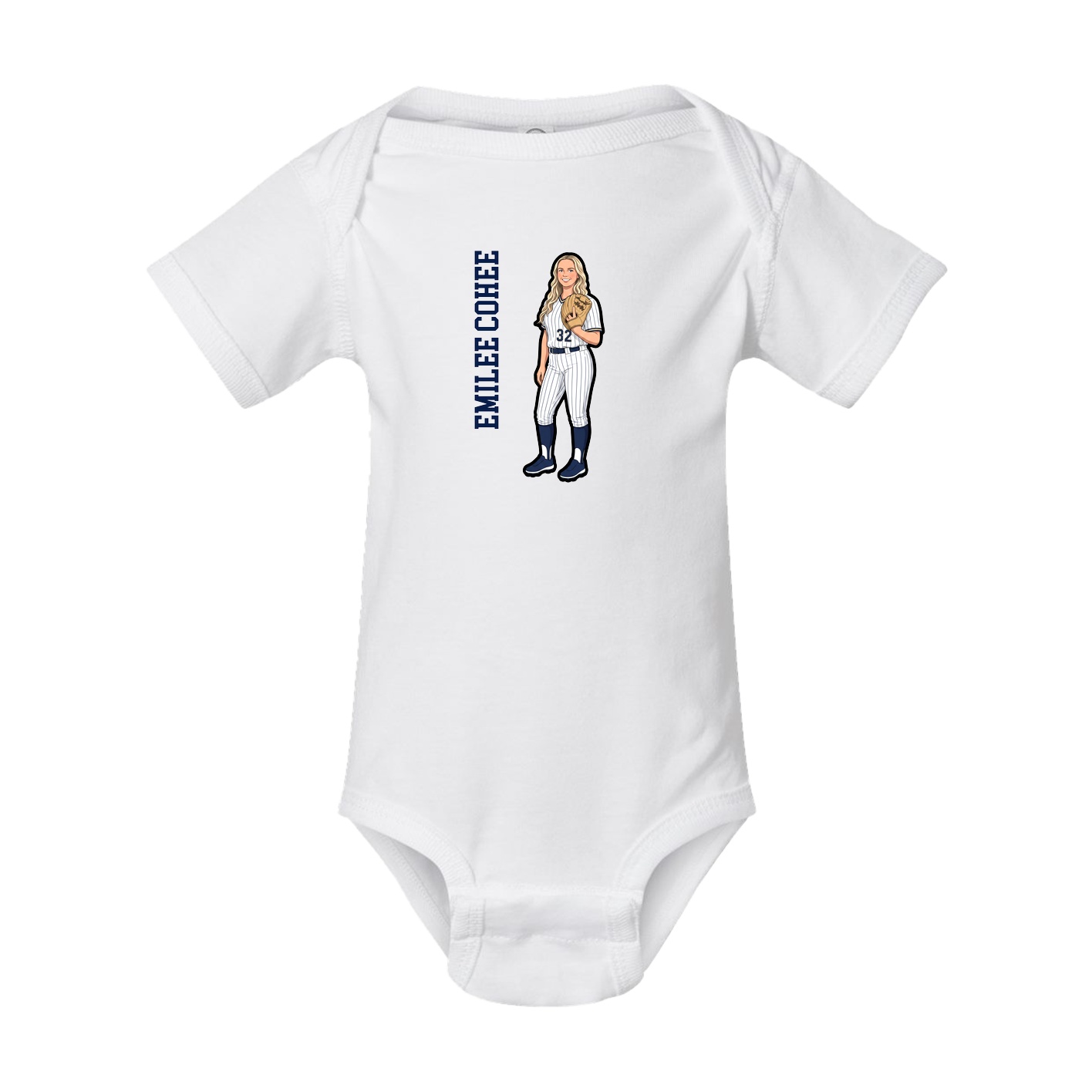 Baby Onesie — Name Vertical in White