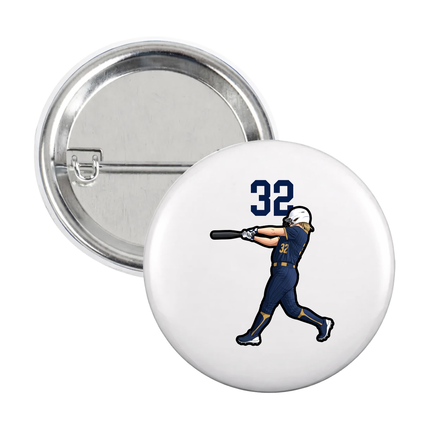 Game Day Button — Number Top in White