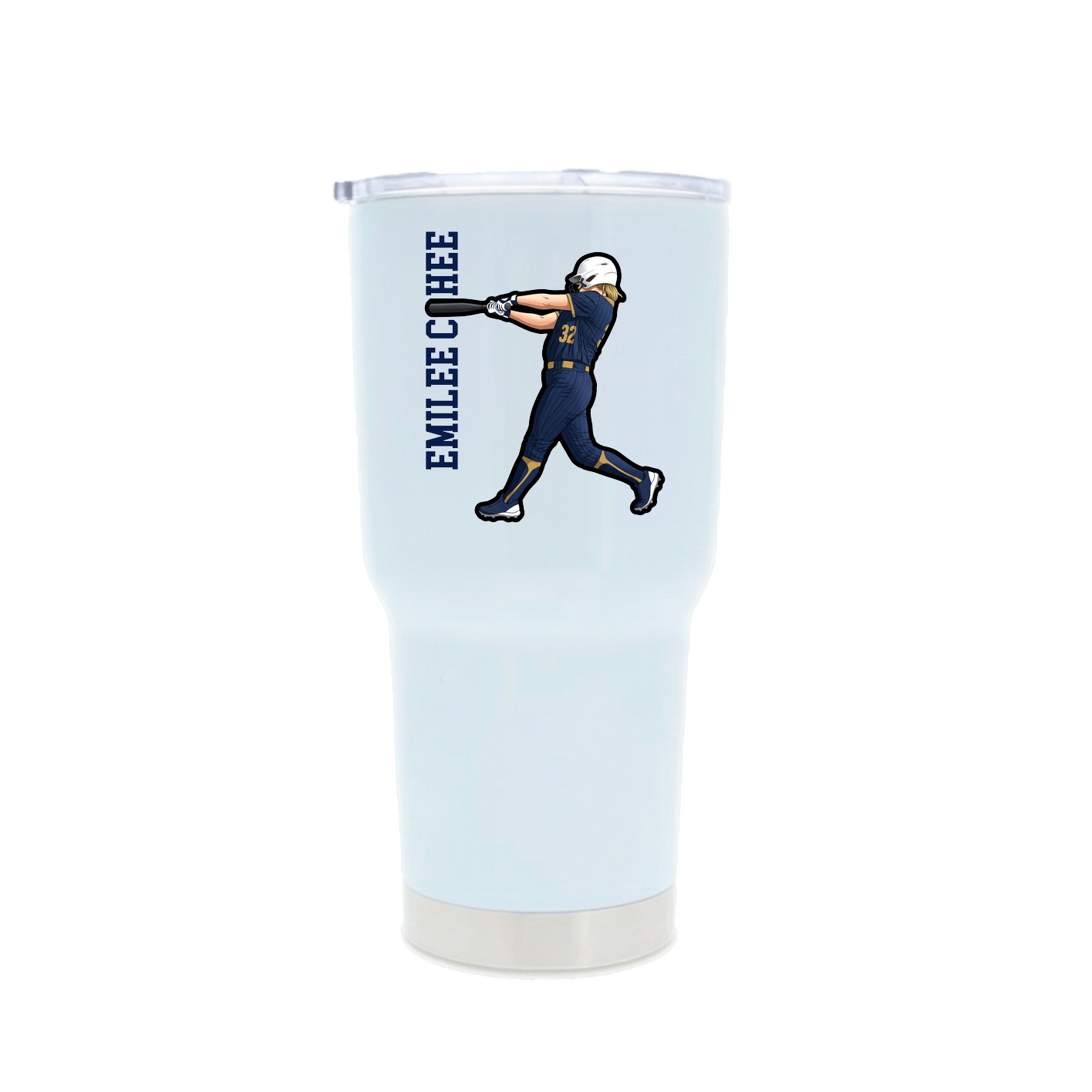 30oz Stainless Steel Tumbler — Name Vertical in White
