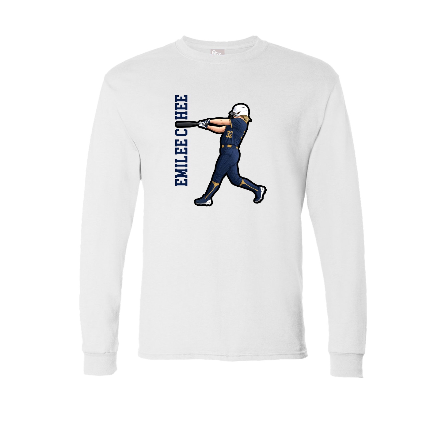 Long Sleeve Tee — Name Vertical in White