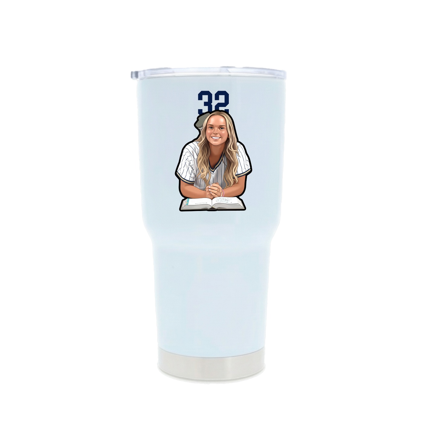 30oz Stainless Steel Tumbler — Number Top in White